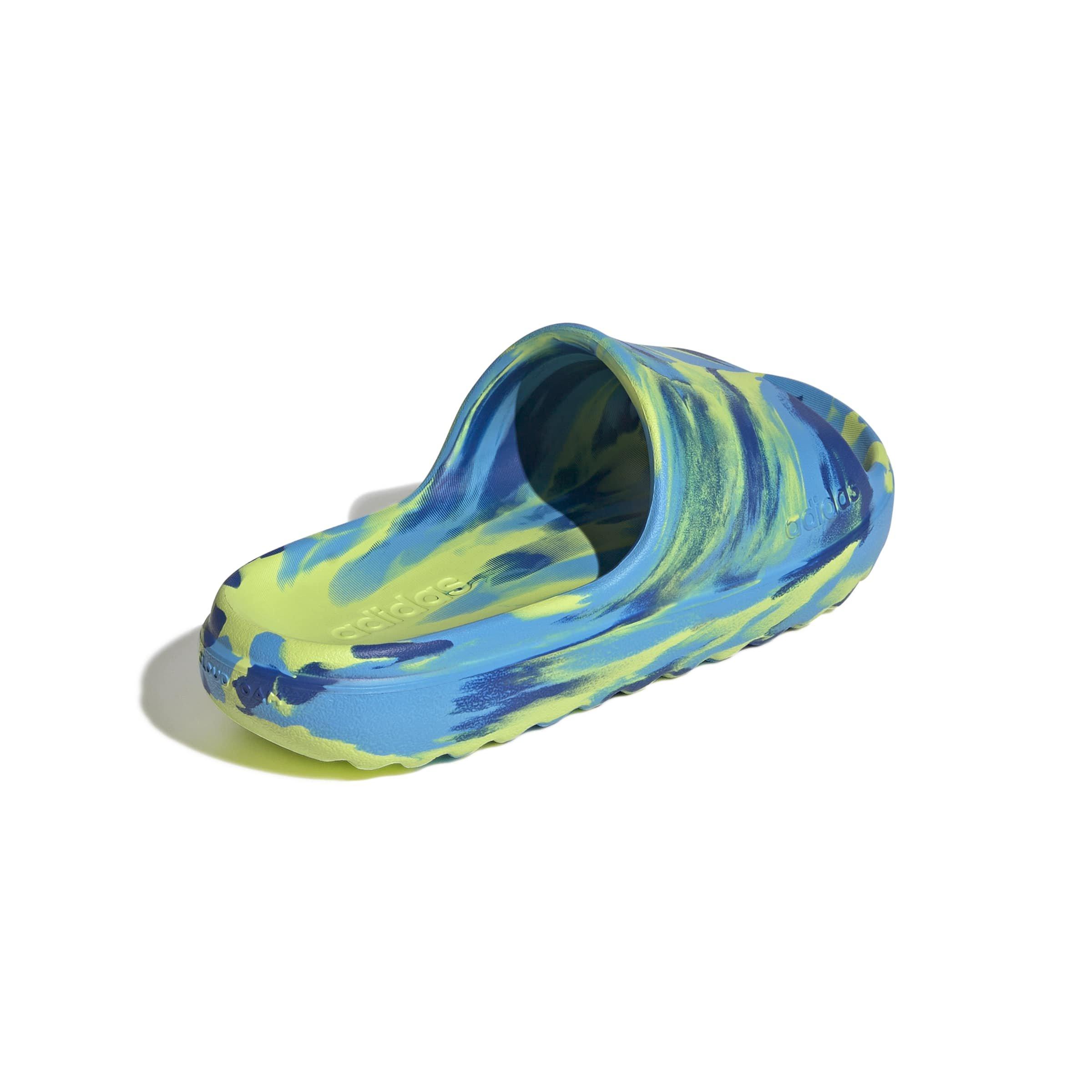 adidas Adilette Lumia "Solar Slime/Lucid Aquamarine/Team Royal Blue" Grade School Boys' Slide - SLIME/AQUAMARINE/ROYAL Thumbnail View 4