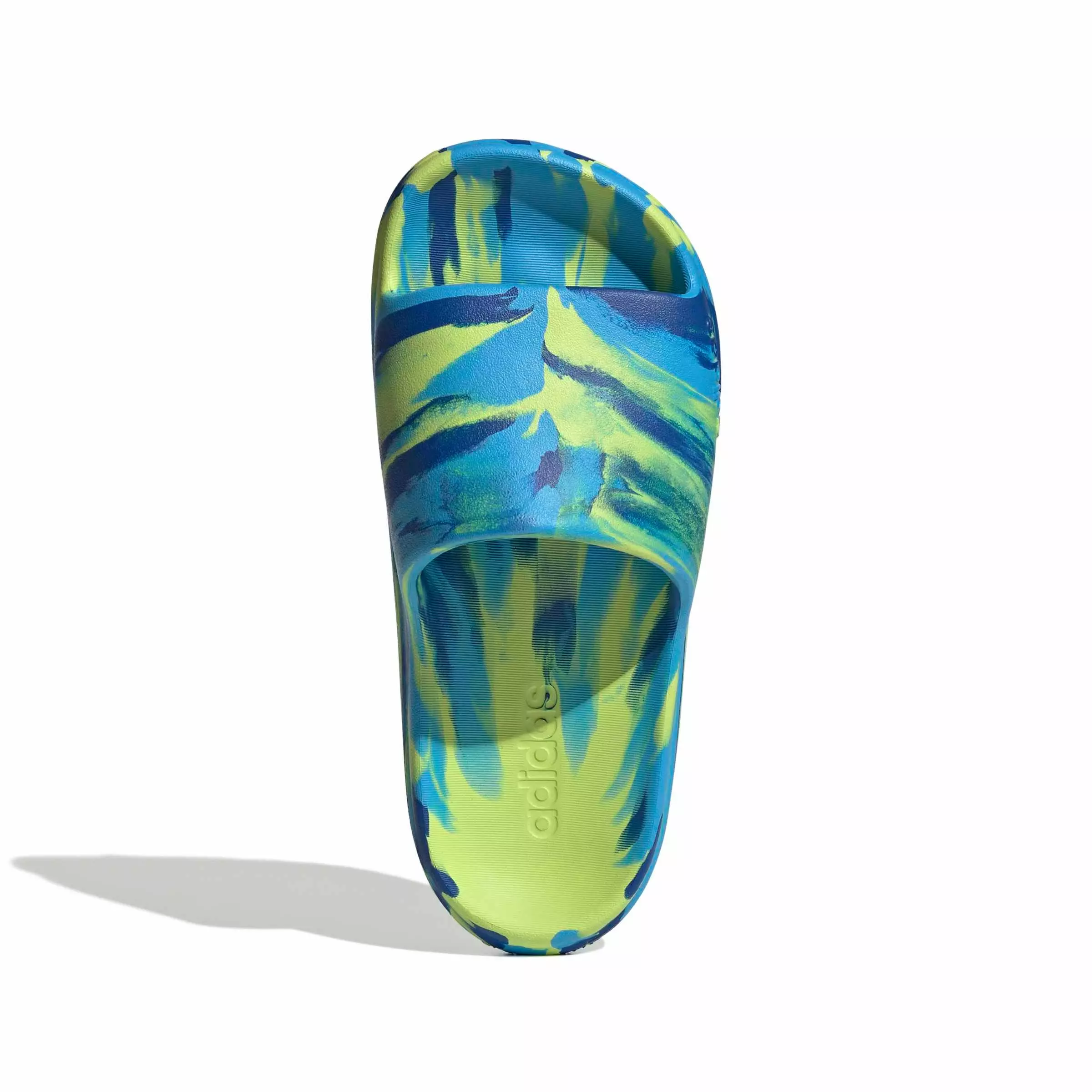 adidas Adilette Lumia "Solar Slime/Lucid Aquamarine/Team Royal Blue" Grade School Boys' Slide - SLIME/AQUAMARINE/ROYAL