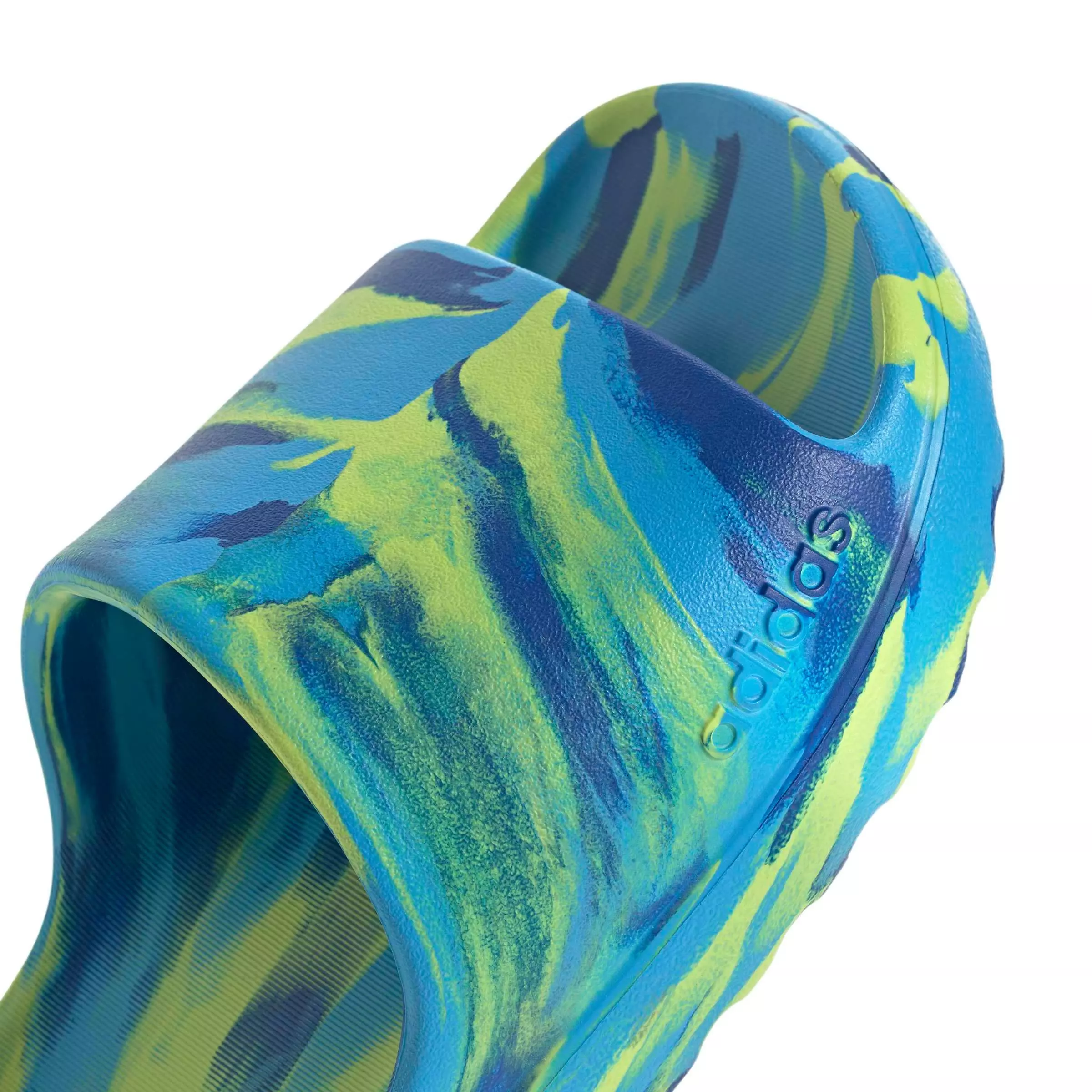 adidas Adilette Lumia "Solar Slime/Lucid Aquamarine/Team Royal Blue" Grade School Boys' Slide - SLIME/AQUAMARINE/ROYAL
