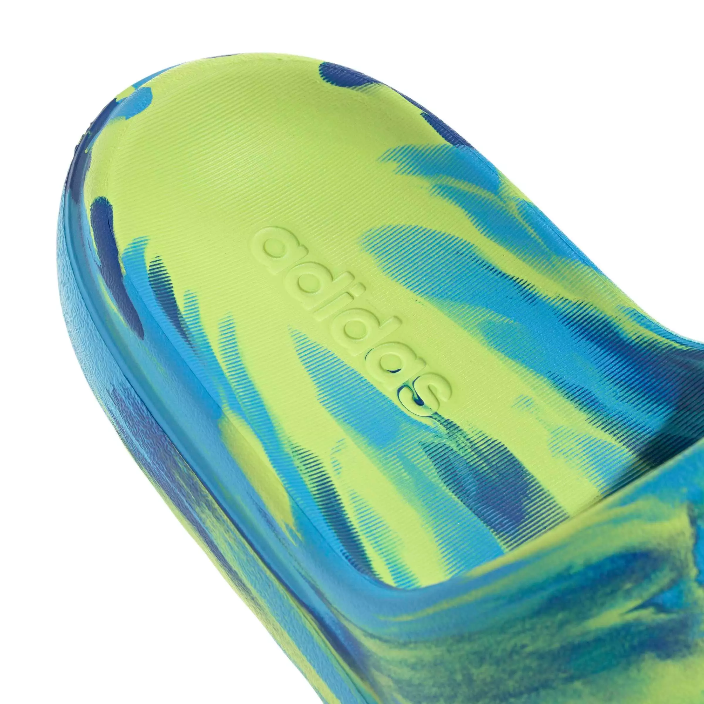adidas Adilette Lumia "Solar Slime/Lucid Aquamarine/Team Royal Blue" Grade School Boys' Slide - SLIME/AQUAMARINE/ROYAL