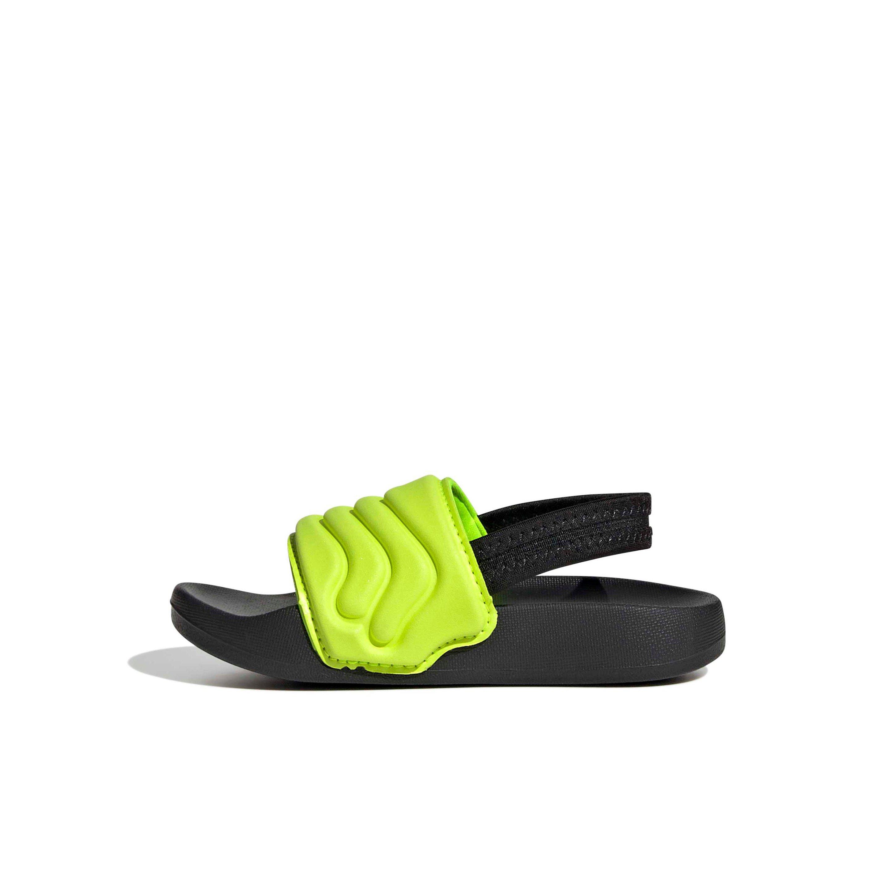 adidas Adilette Estrap 2.0 "Core Black/Core Black/Lucid Lemon" Infant Boys' Slide - BLACK/BLACK/LEMON Thumbnail View 2