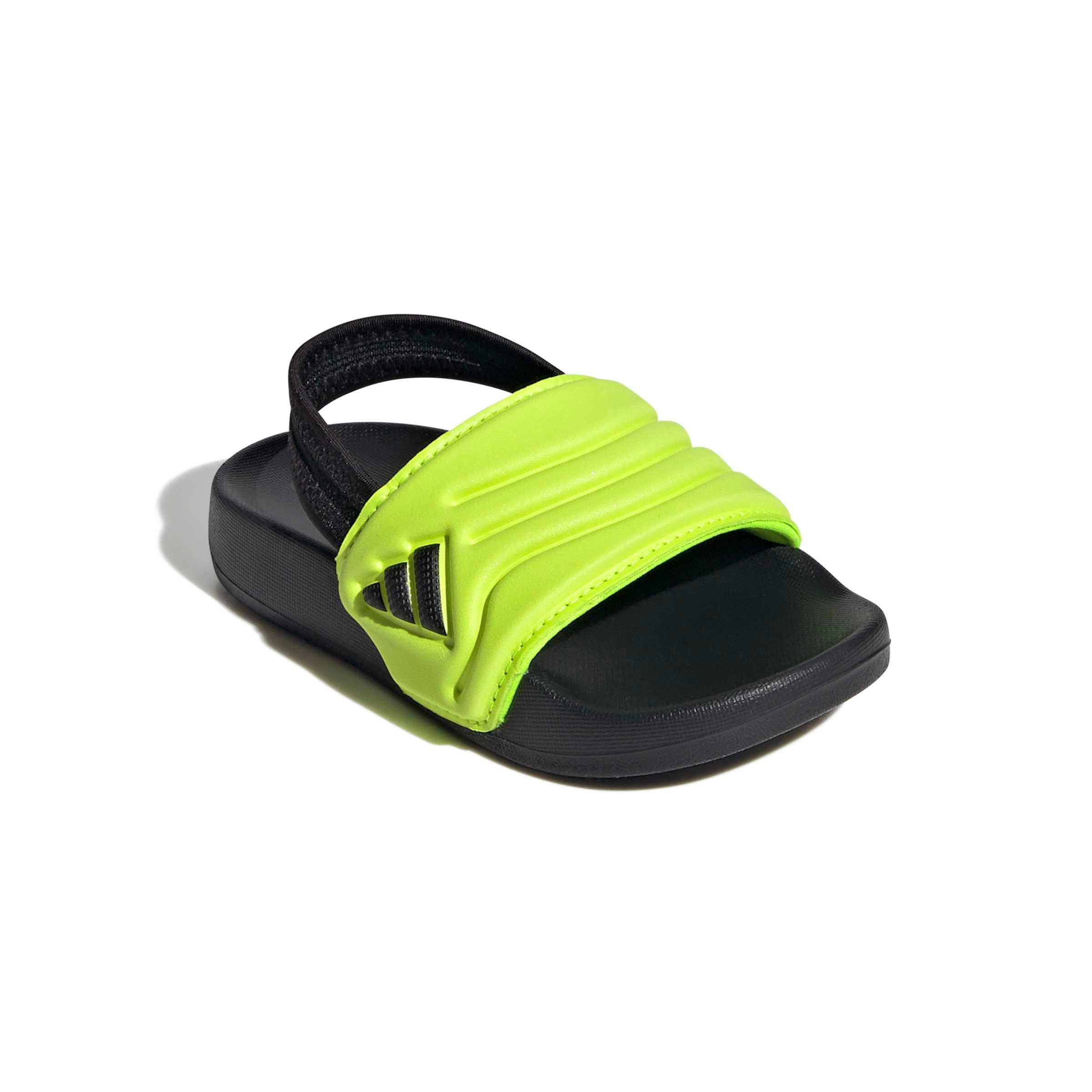 adidas Adilette Estrap 2.0 "Core Black/Core Black/Lucid Lemon" Infant Boys' Slide - BLACK/BLACK/LEMON Thumbnail View 3