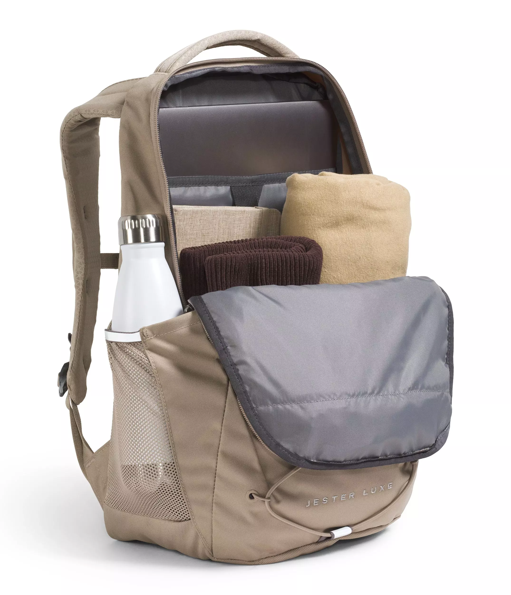 The North Face Women's Jester Luxe Backpack-Tan/Silver - GREY/SILVER