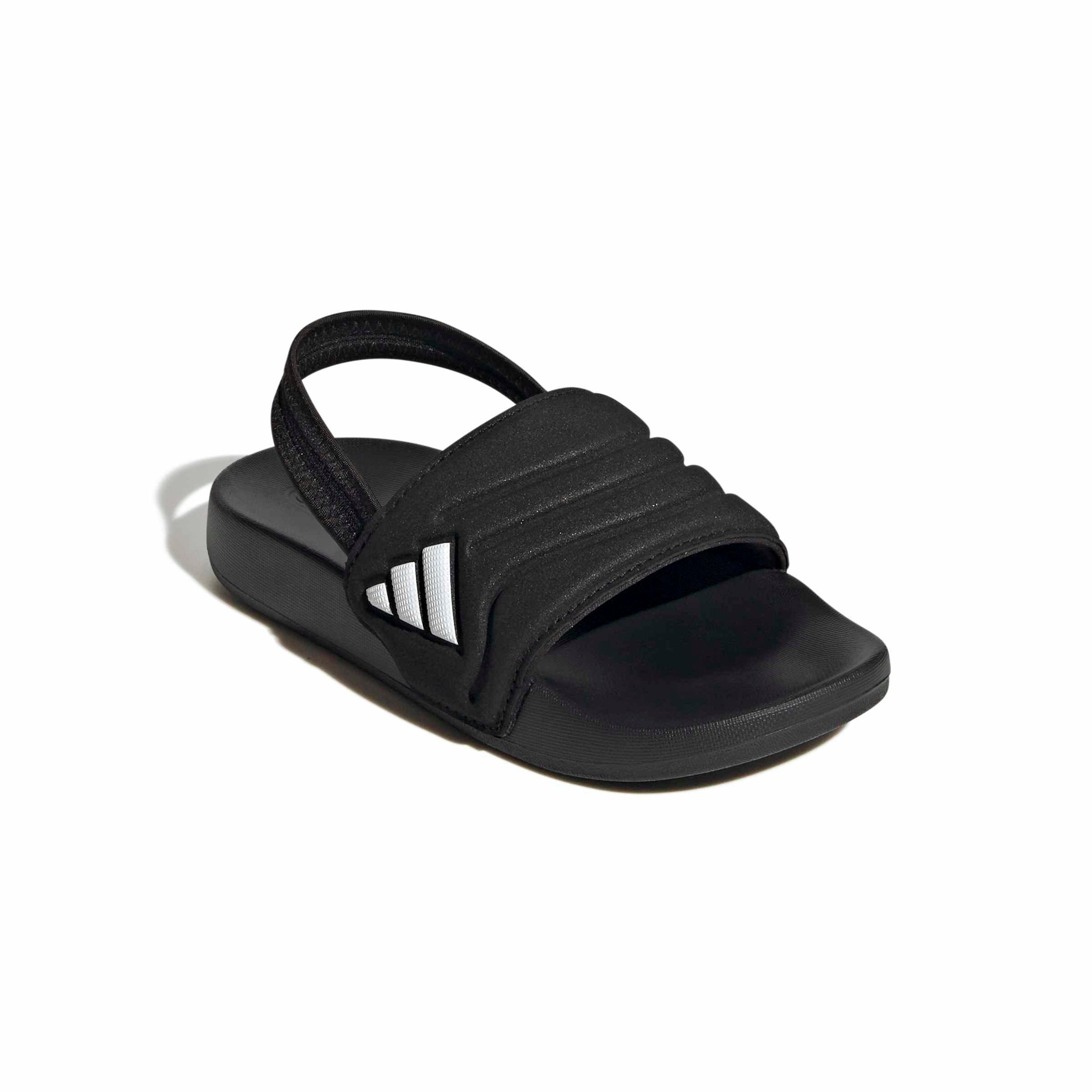 adidas Adilette Estrap 2.0 "Core Black/Ftwr White/Core Black" Preschool Boys' Slide - BLACK/WHITE/BLACK Thumbnail View 3