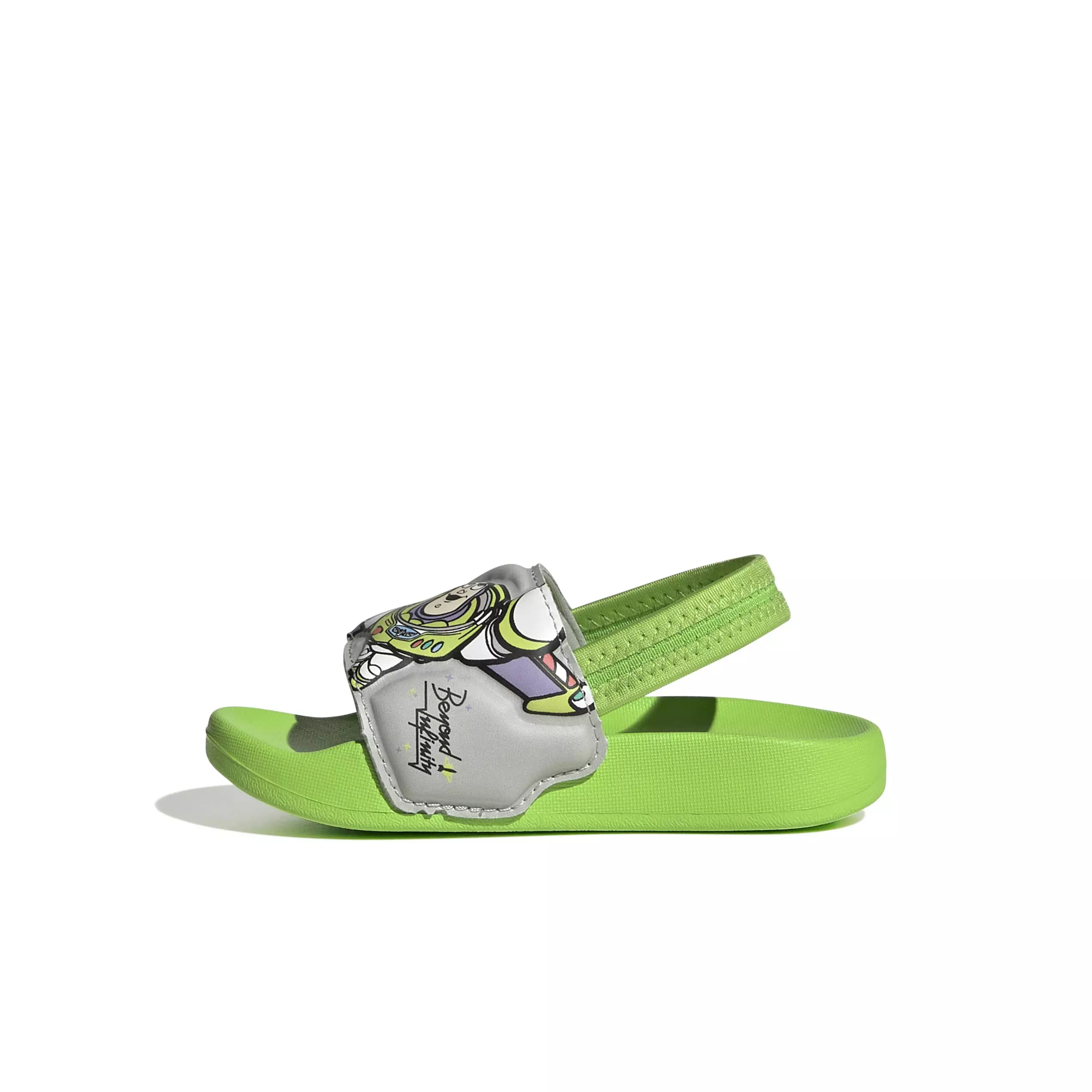 adidas Pixar Toy Story Adilette Estrap "Semi Solar Green/Purple Burst/Grey Two" Infant Boys' Slide - GREEN/PURPLE/GREY