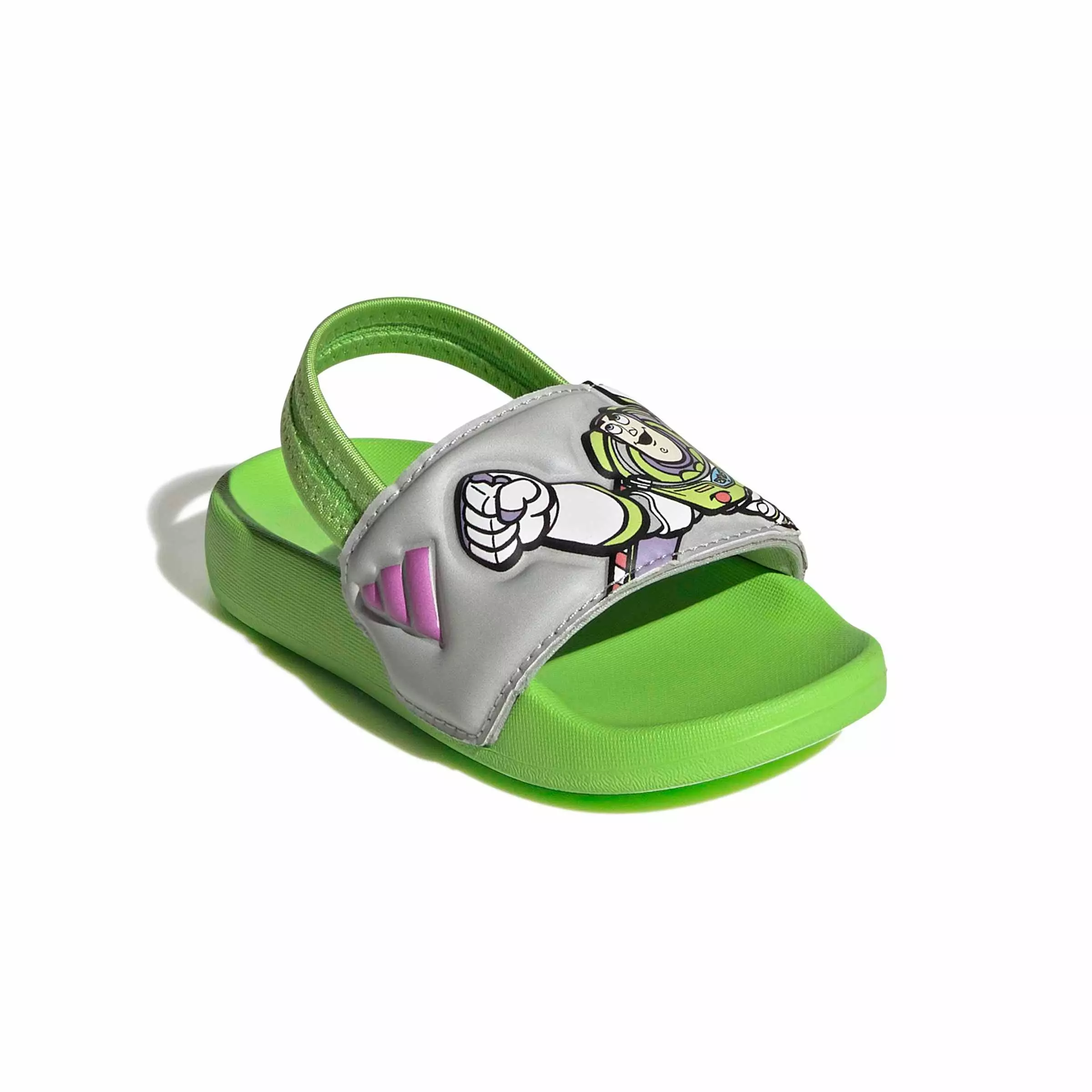 adidas Pixar Toy Story Adilette Estrap "Semi Solar Green/Purple Burst/Grey Two" Infant Boys' Slide - GREEN/PURPLE/GREY