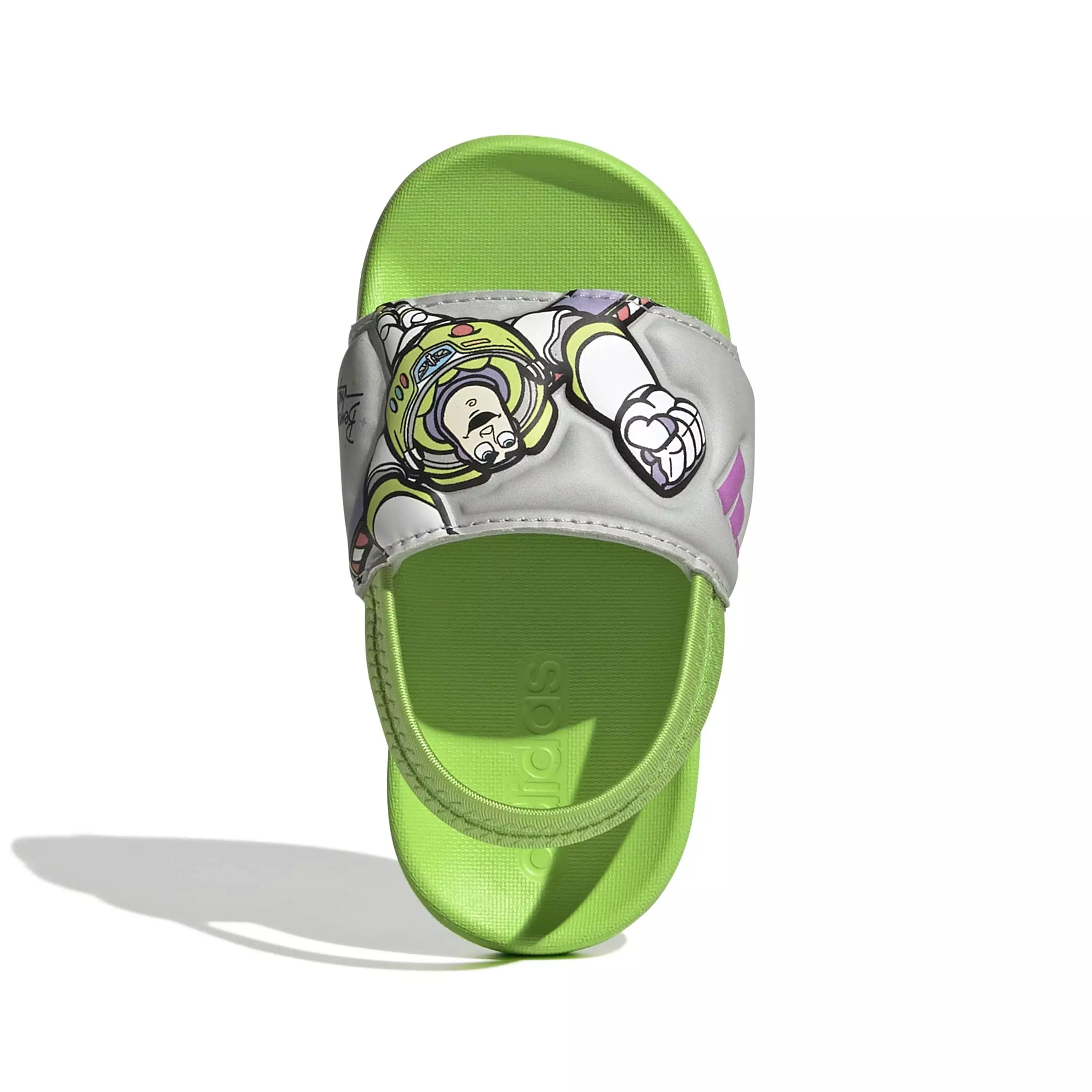 adidas Pixar Toy Story Adilette Estrap "Semi Solar Green/Purple Burst/Grey Two" Infant Boys' Slide - GREEN/PURPLE/GREY