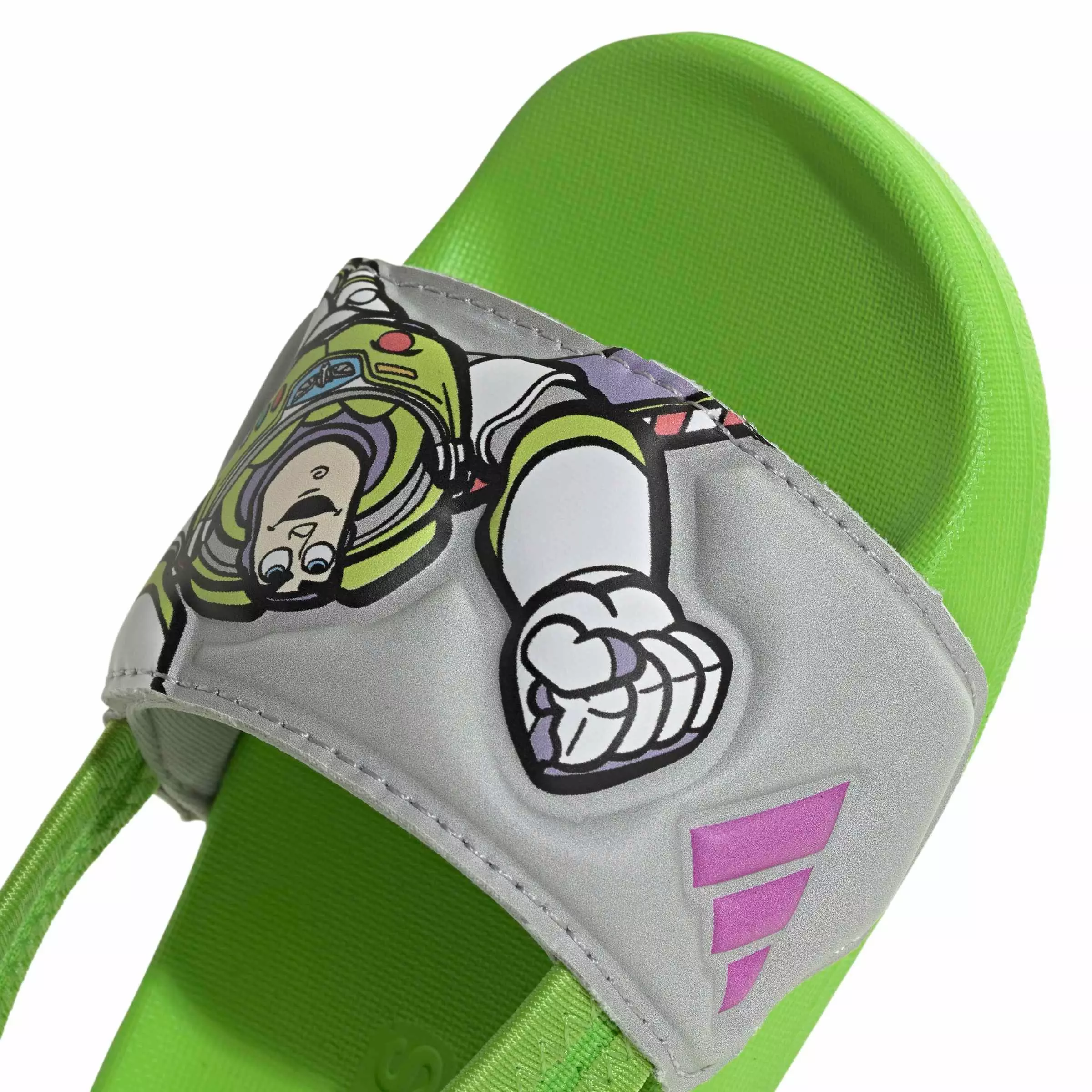 adidas Pixar Toy Story Adilette Estrap "Semi Solar Green/Purple Burst/Grey Two" Infant Boys' Slide - GREEN/PURPLE/GREY