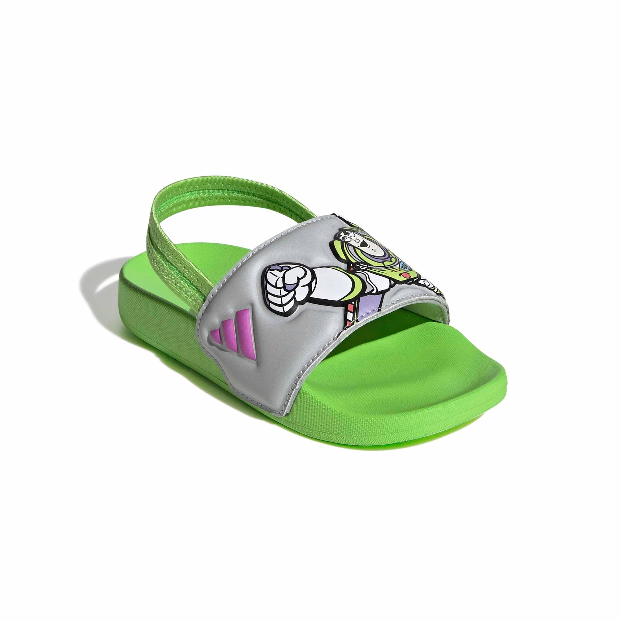 adidas Pixar Toy Story Adilette Estrap "Semi Green/Purple Burst/Grey Two" Preschool Boys' Slide - GREEN/PURPLE/GREY Thumbnail View 3