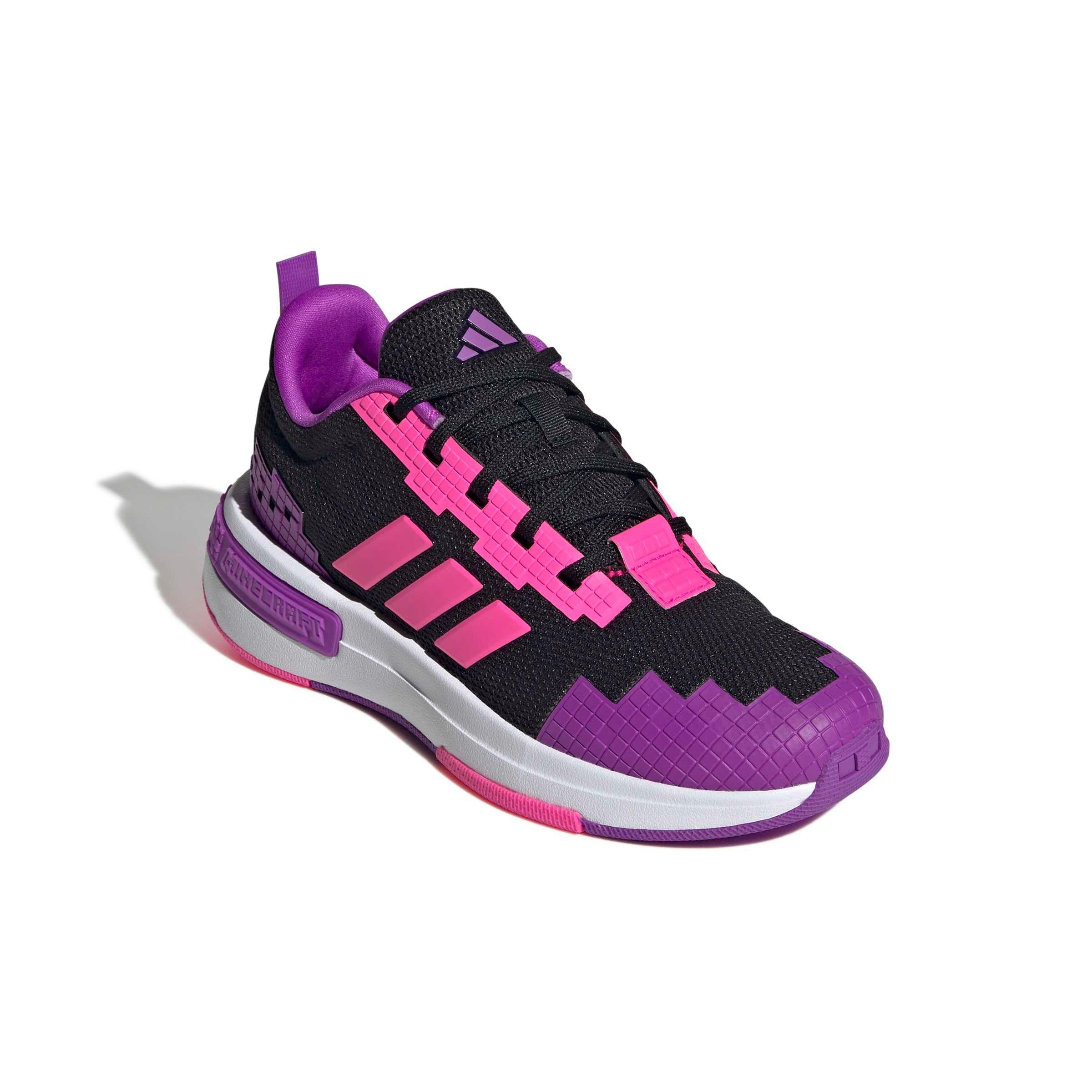 adidas Minecraft Pro "Core Black/Solar Pink/Shock Purple" Grade School Girls' Shoe - BLACK/PINK/PURPLE Thumbnail View 3