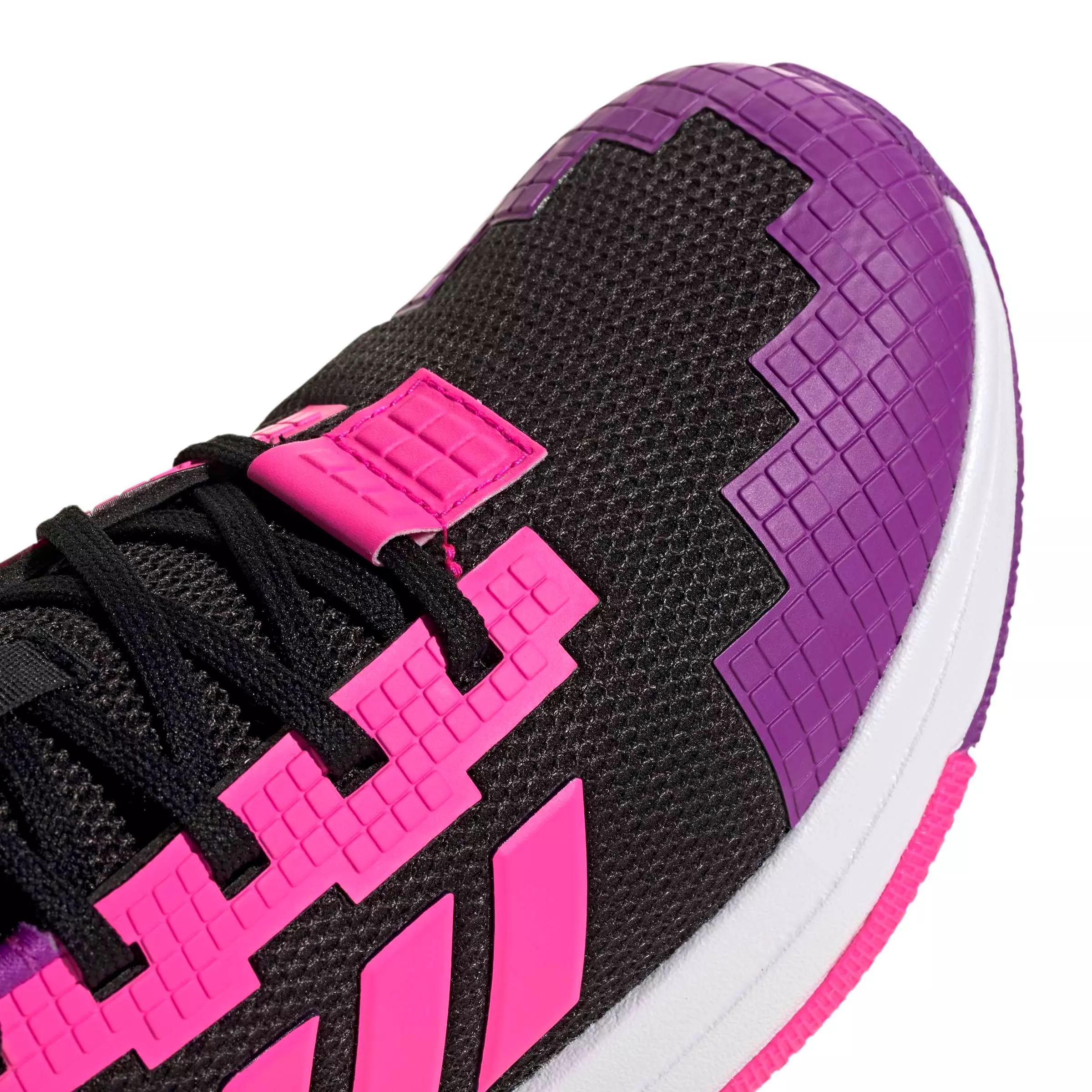adidas Minecraft Pro "Core Black/Solar Pink/Shock Purple" Grade School Girls' Shoe - BLACK/PINK/PURPLE