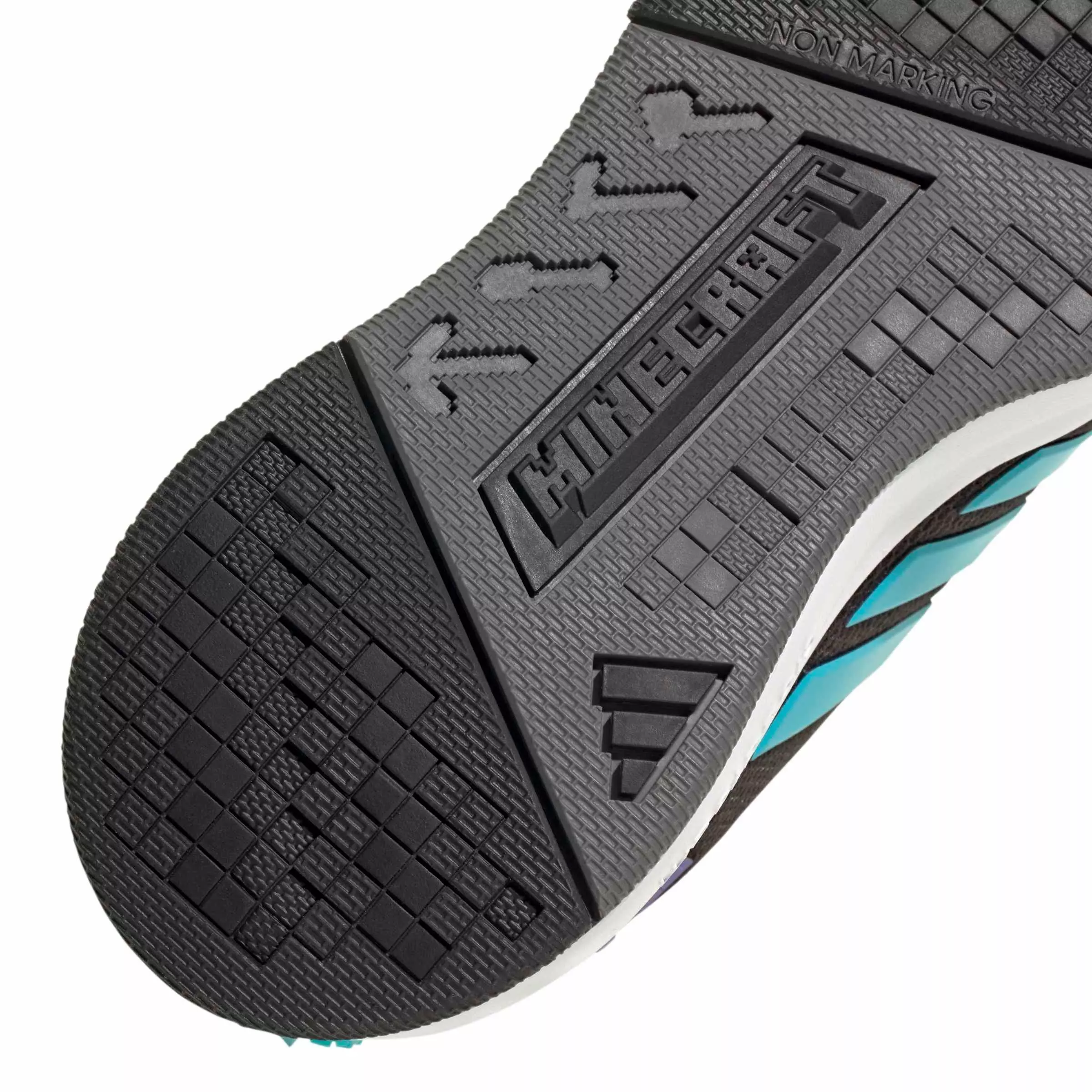 adidas Minecraft Pro "Core Black/Lucid Cyan/Ftwr White" Grade School Boys' Shoe - BLACK/CYAN/WHITE