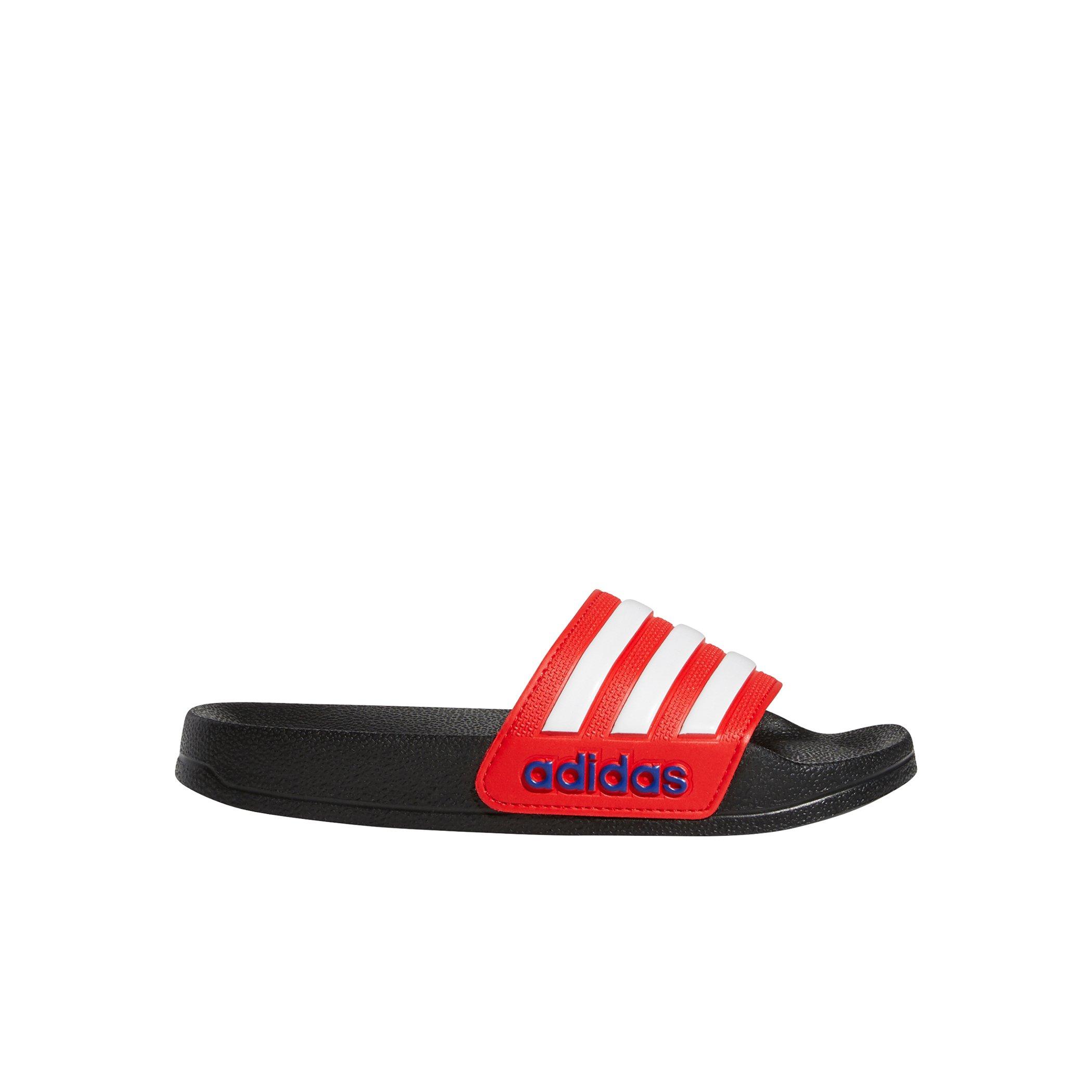 adidas Adilette Shower "Core Black/Ftwr White/Vivid Red" Preschool Boys' Slide - BLACK/WHITE/RED Thumbnail View 1