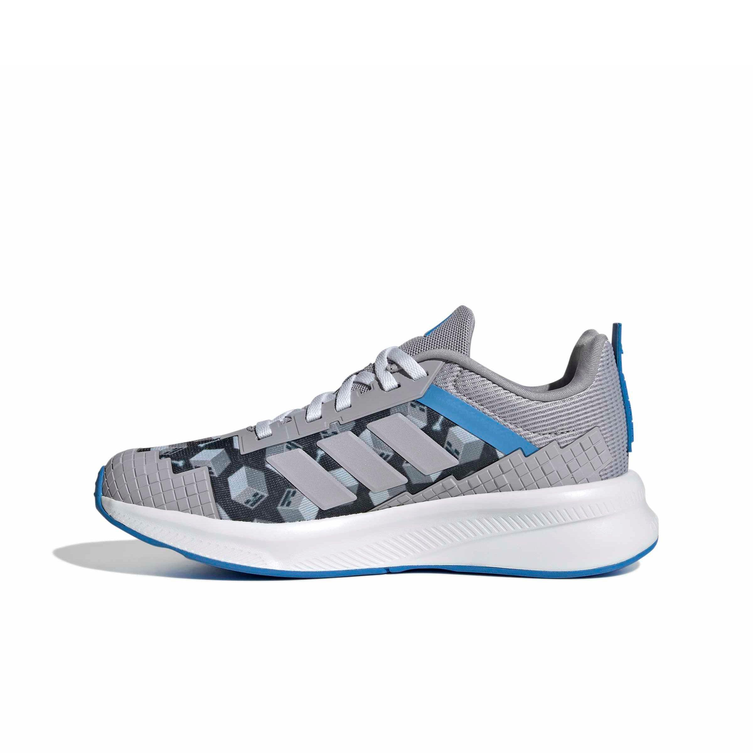 adidas Minecraft Fortarun 4.0 "Glory Grey/Glory Grey/Lucid Ray Blue" Grade School Boys' Shoe - GREY/GREY/BLUE Thumbnail View 2