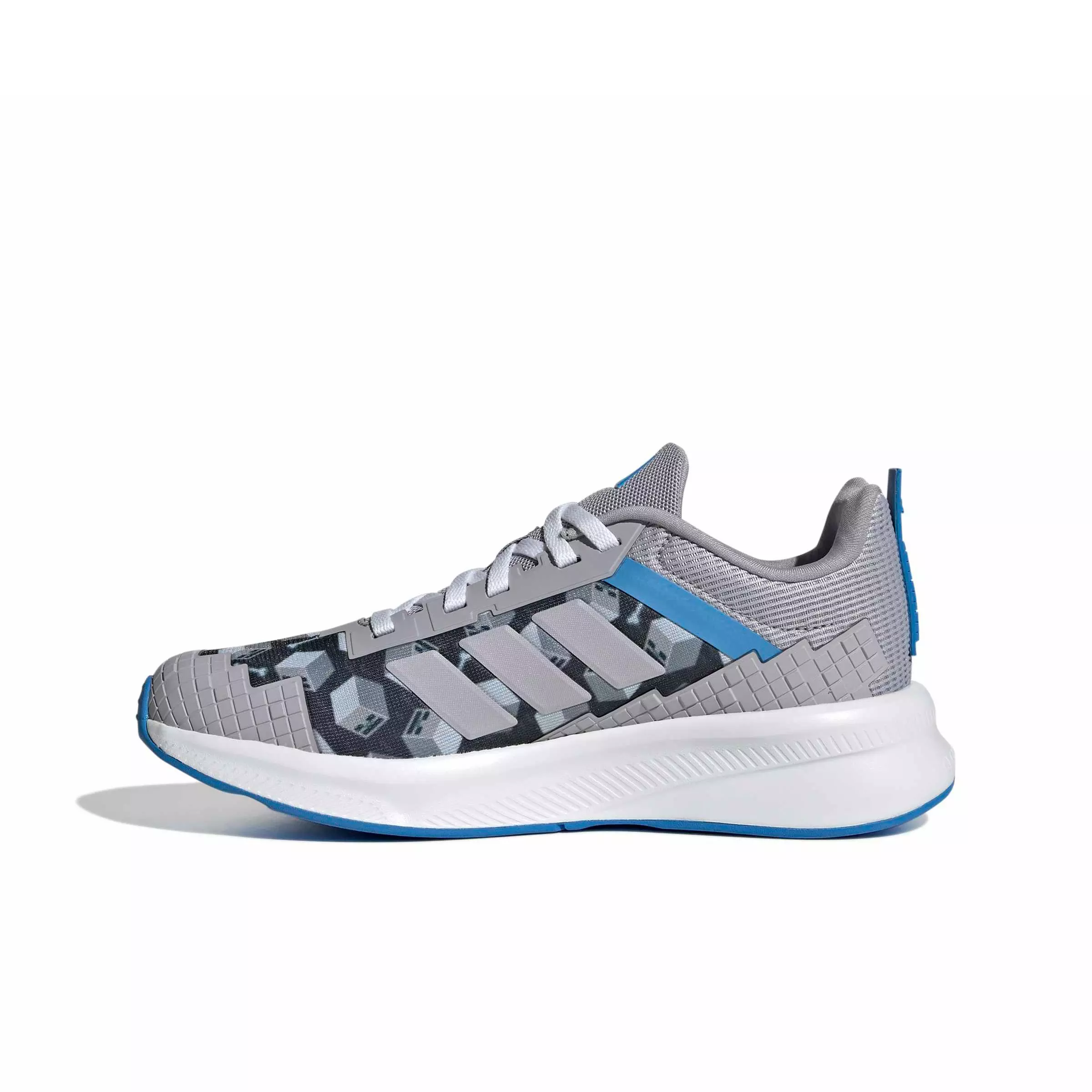 adidas Minecraft Fortarun 4.0 "Glory Grey/Glory Grey/Lucid Ray Blue" Grade School Boys' Shoe - GREY/GREY/BLUE