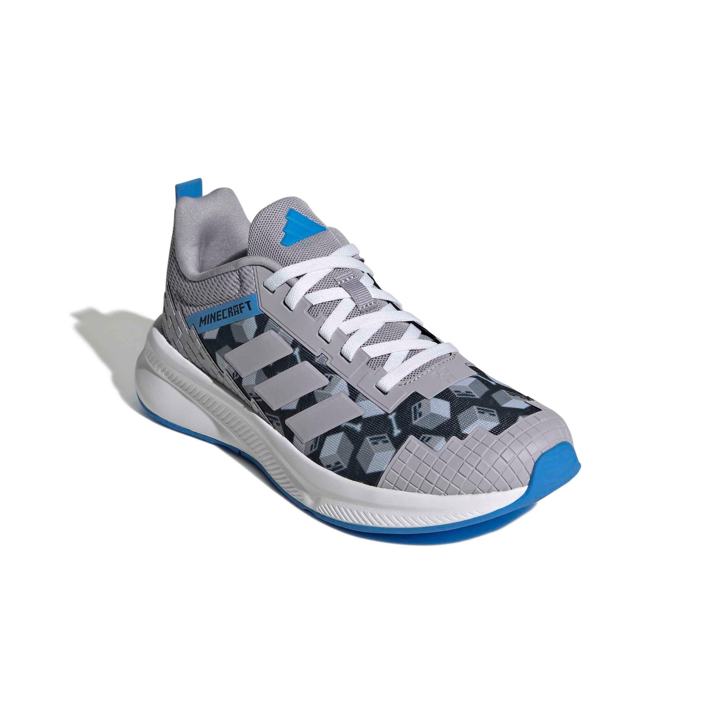 adidas Minecraft Fortarun 4.0 "Glory Grey/Glory Grey/Lucid Ray Blue" Grade School Boys' Shoe - GREY/GREY/BLUE Thumbnail View 3