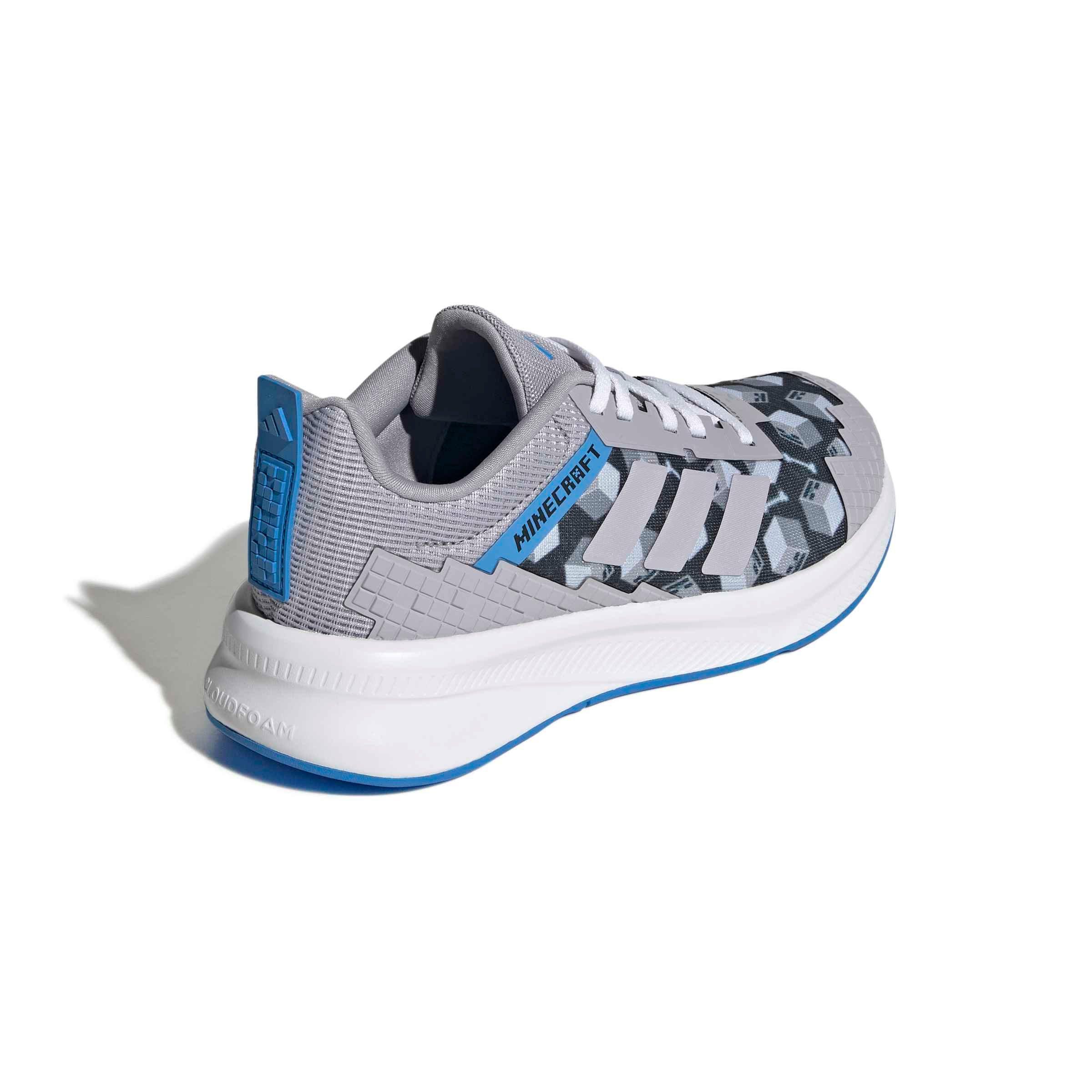 adidas Minecraft Fortarun 4.0 "Glory Grey/Glory Grey/Lucid Ray Blue" Grade School Boys' Shoe - GREY/GREY/BLUE Thumbnail View 4