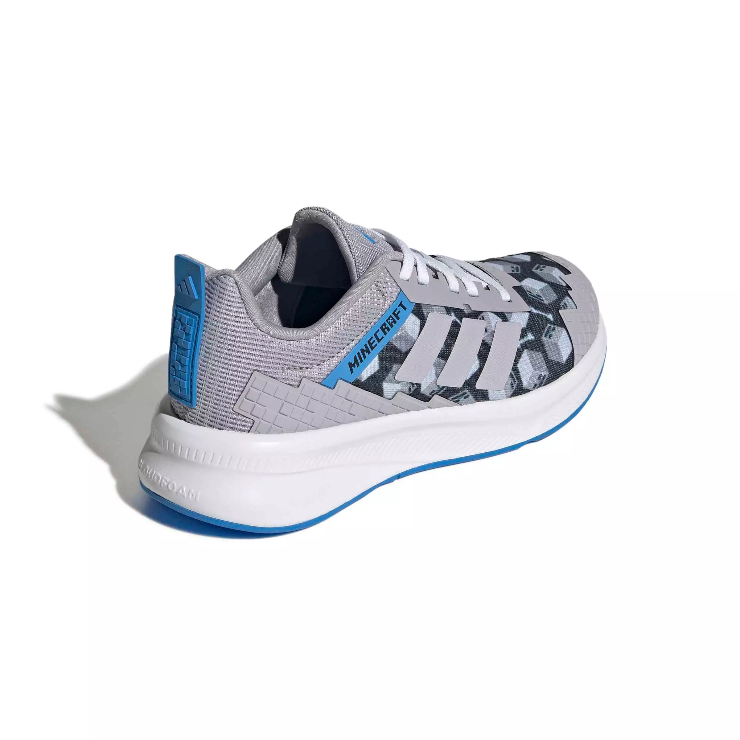 adidas Minecraft Fortarun 4.0 "Glory Grey/Glory Grey/Lucid Ray Blue" Grade School Boys' Shoe - GREY/GREY/BLUE