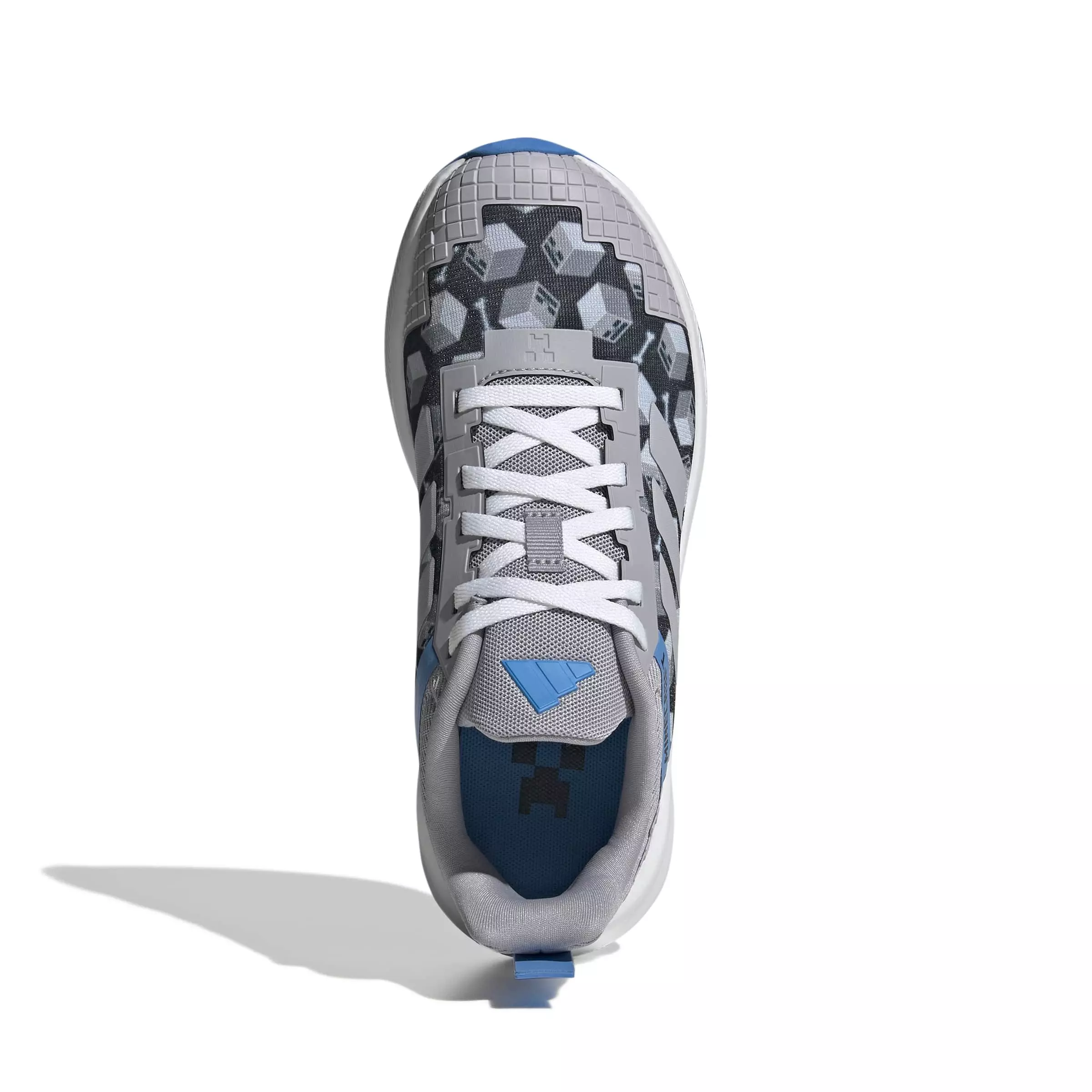 adidas Minecraft Fortarun 4.0 "Glory Grey/Glory Grey/Lucid Ray Blue" Grade School Boys' Shoe - GREY/GREY/BLUE