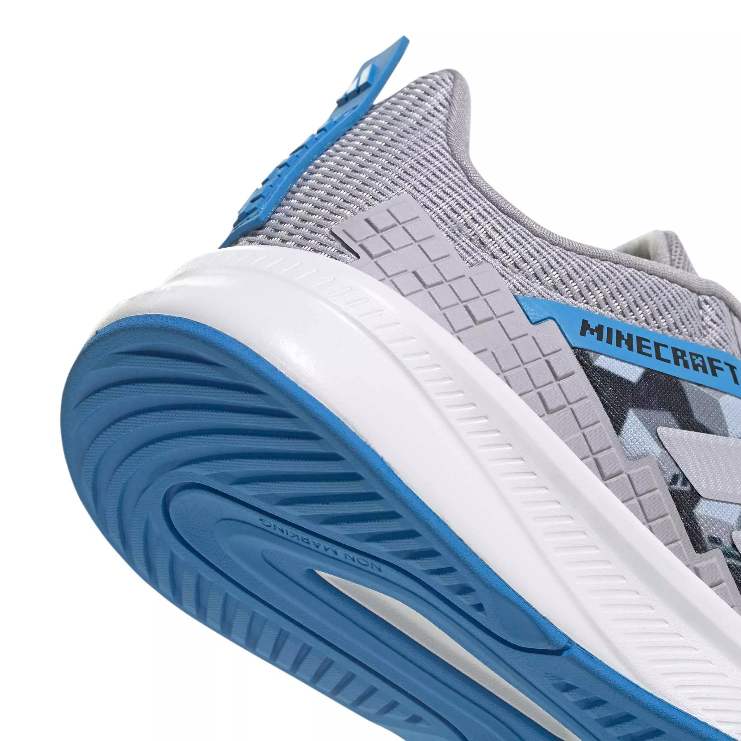 adidas Minecraft Fortarun 4.0 "Glory Grey/Glory Grey/Lucid Ray Blue" Grade School Boys' Shoe - GREY/GREY/BLUE
