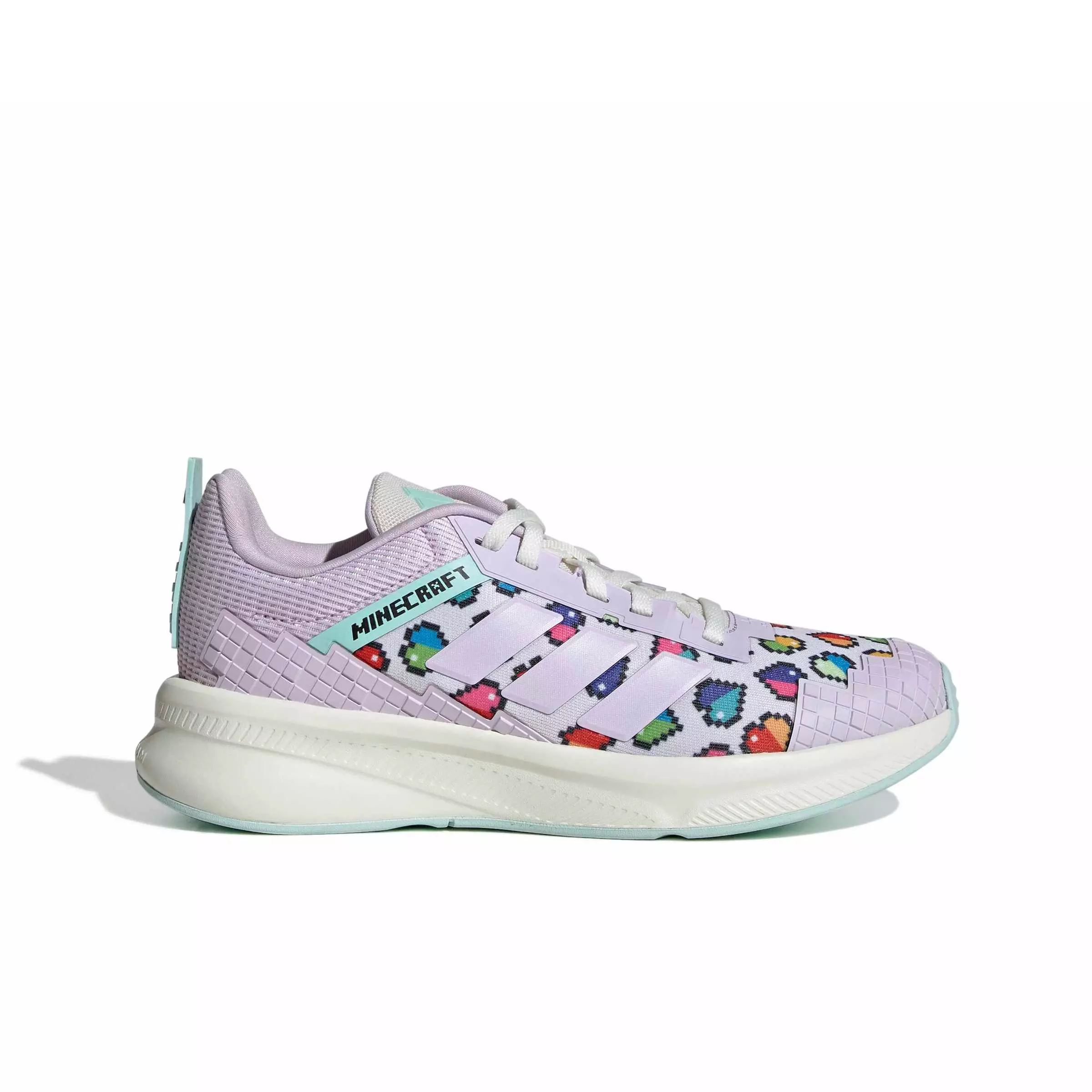 adidas Minecraft Fortarun 4.0 "Ice Lavender/Ice Lavender/Semi Flash Aqua" Grade School Girls' Shoe - LAVENDER/LAVENDER/AQUA
