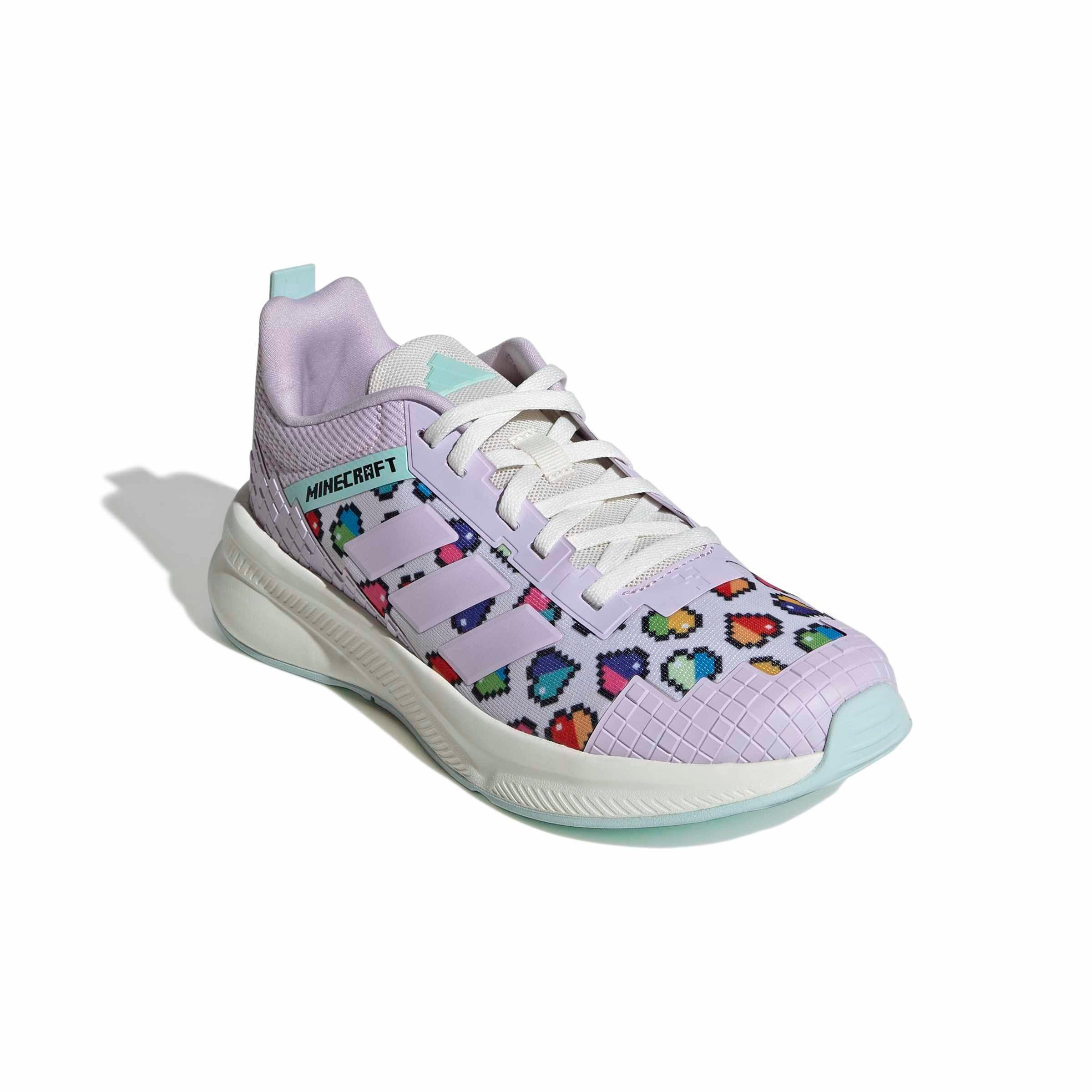 adidas Minecraft Fortarun 4.0 "Ice Lavender/Ice Lavender/Semi Flash Aqua" Grade School Girls' Shoe - LAVENDER/LAVENDER/AQUA Thumbnail View 3