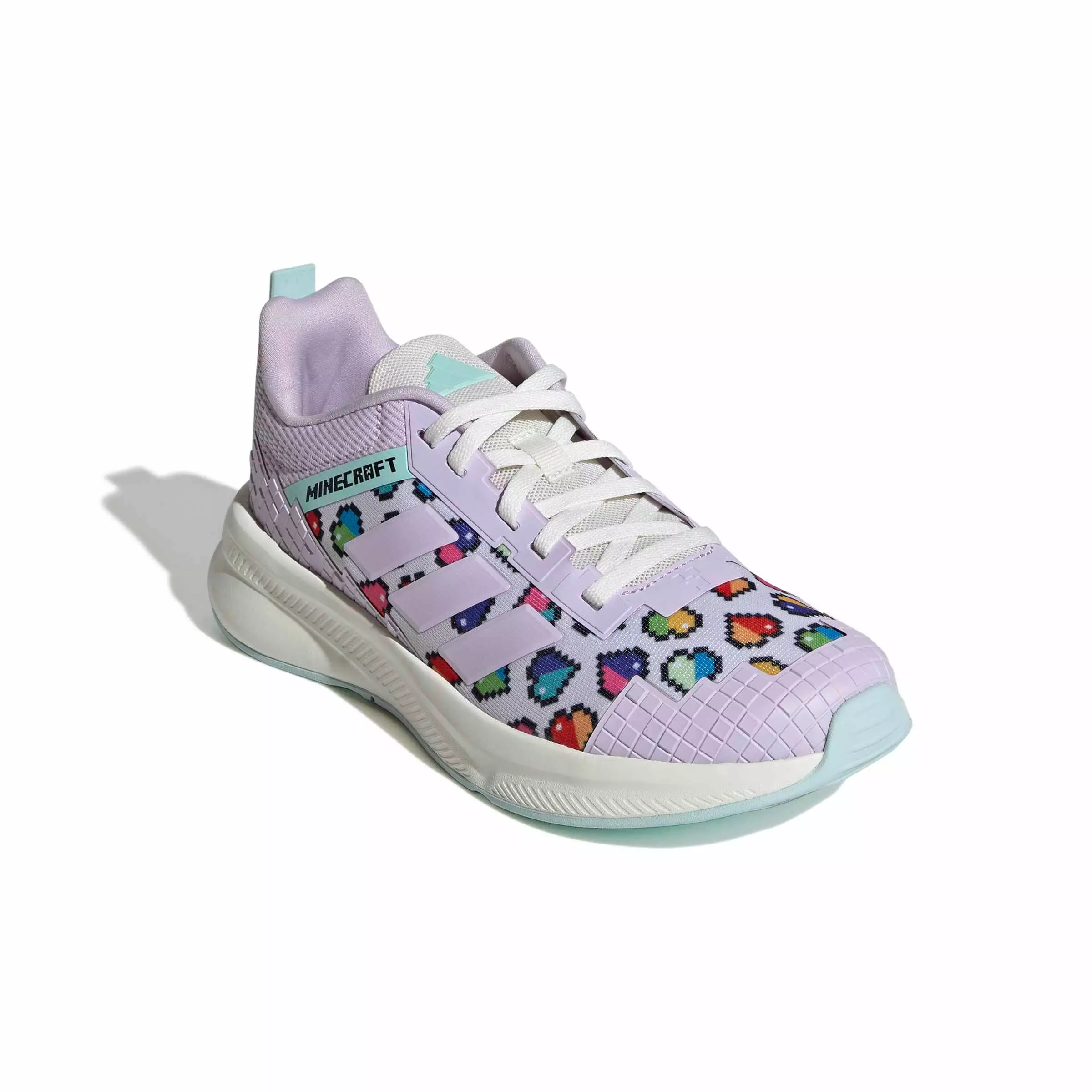 adidas Minecraft Fortarun 4.0 "Ice Lavender/Ice Lavender/Semi Flash Aqua" Grade School Girls' Shoe - LAVENDER/LAVENDER/AQUA