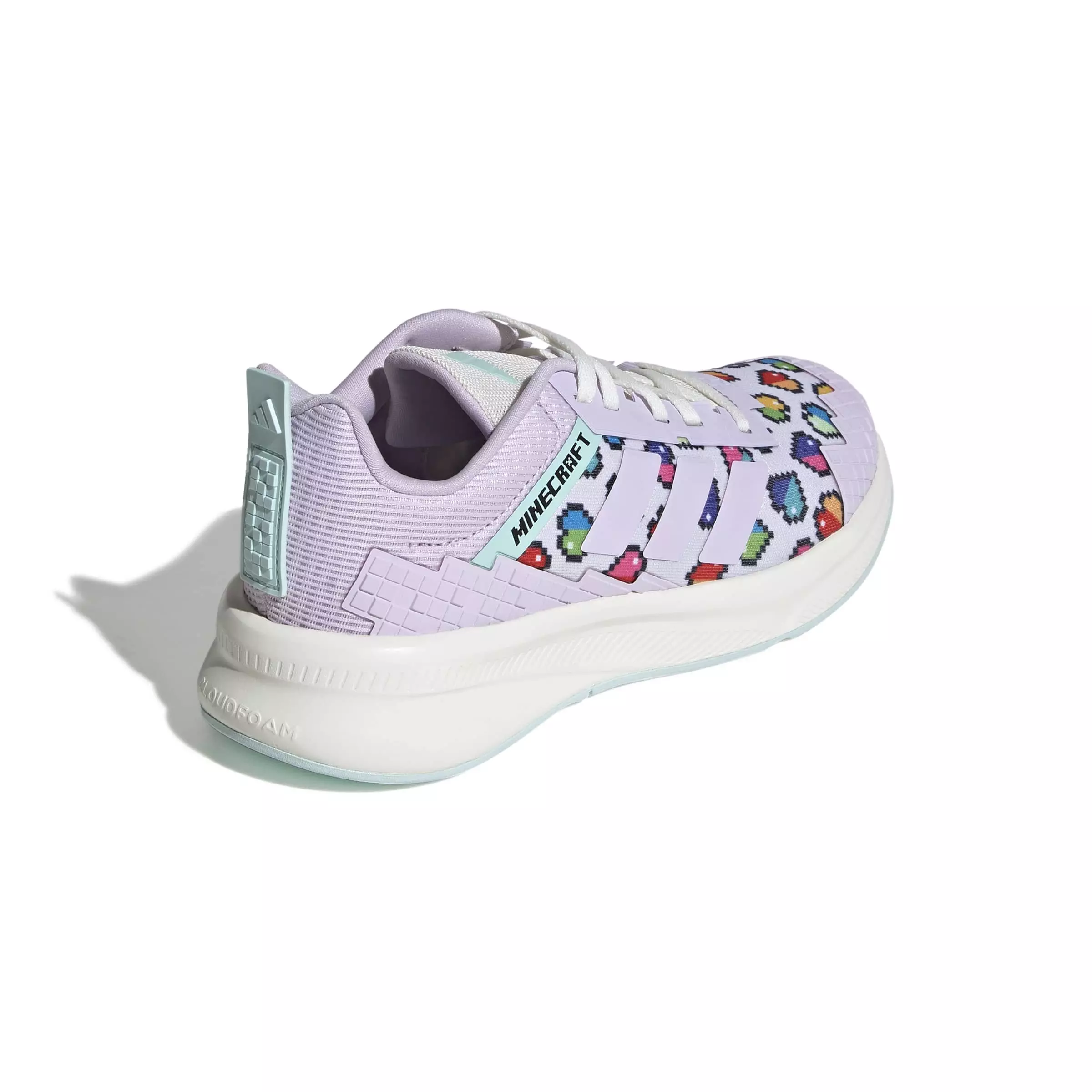 adidas Minecraft Fortarun 4.0 "Ice Lavender/Ice Lavender/Semi Flash Aqua" Grade School Girls' Shoe - LAVENDER/LAVENDER/AQUA