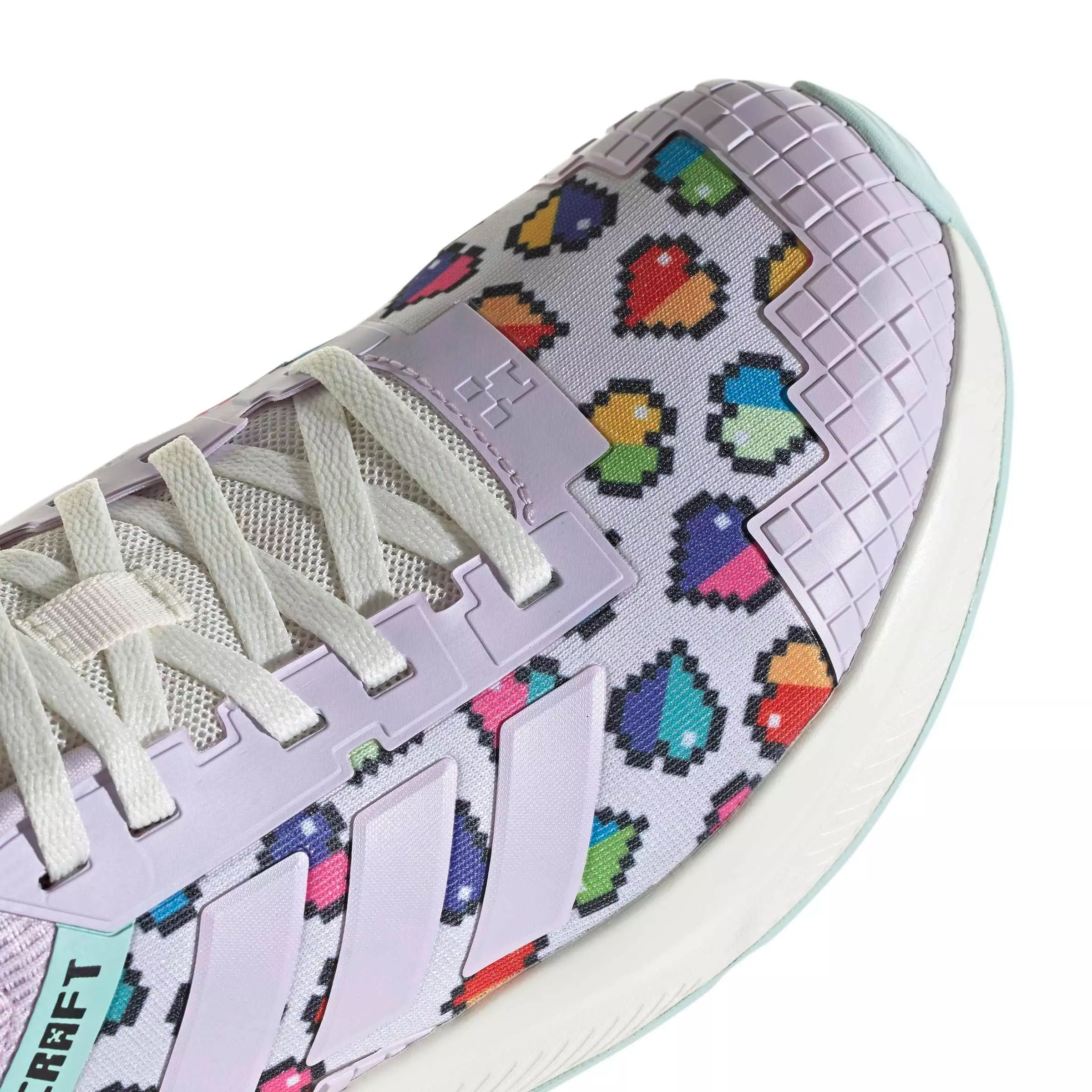 adidas Minecraft Fortarun 4.0 "Ice Lavender/Ice Lavender/Semi Flash Aqua" Grade School Girls' Shoe - LAVENDER/LAVENDER/AQUA