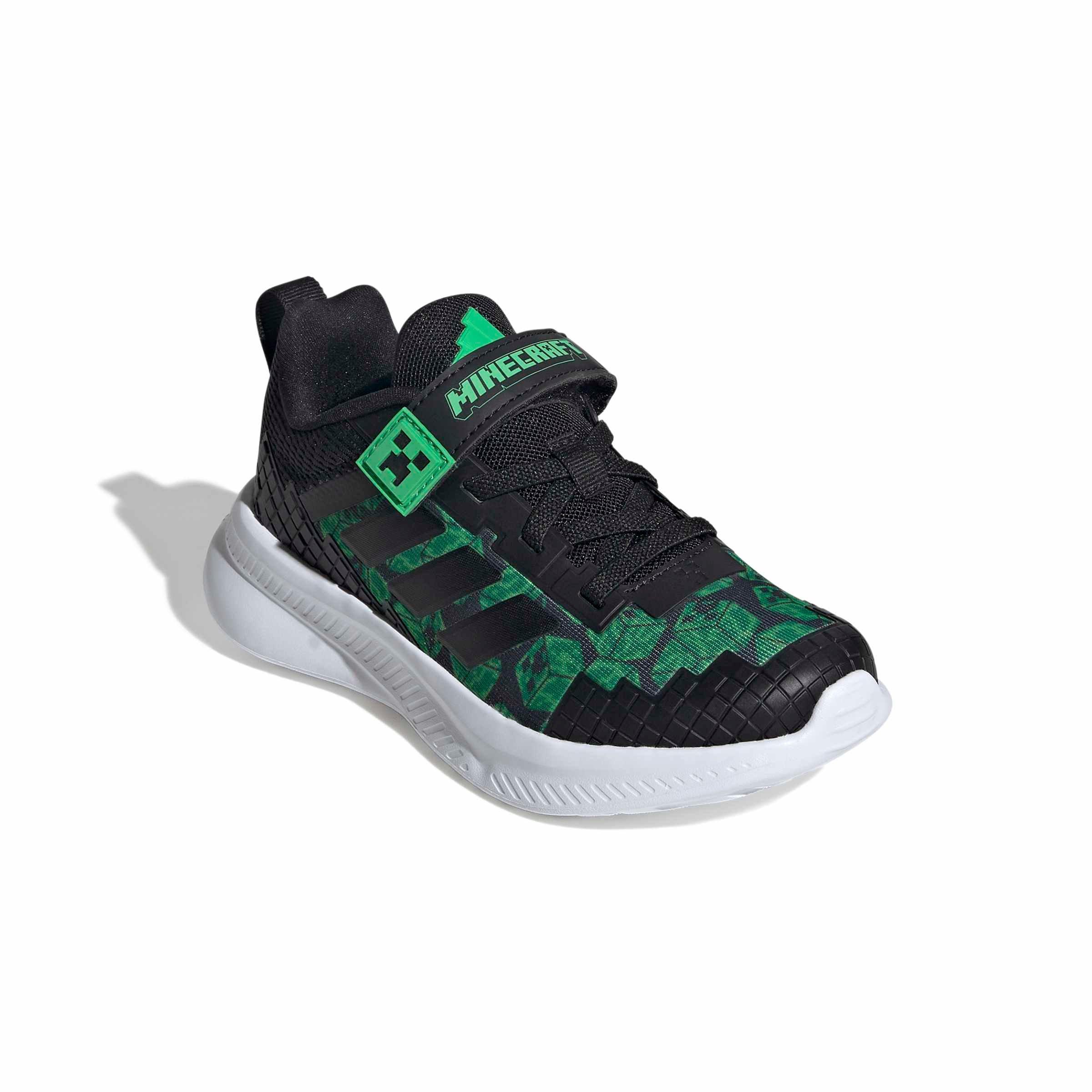 adidas Minecraft Fortarun 4.0 "Core Black/Core Black/Ftwr White" Preschool Boys' Shoe - BLACK/BLACK/WHITE Thumbnail View 3