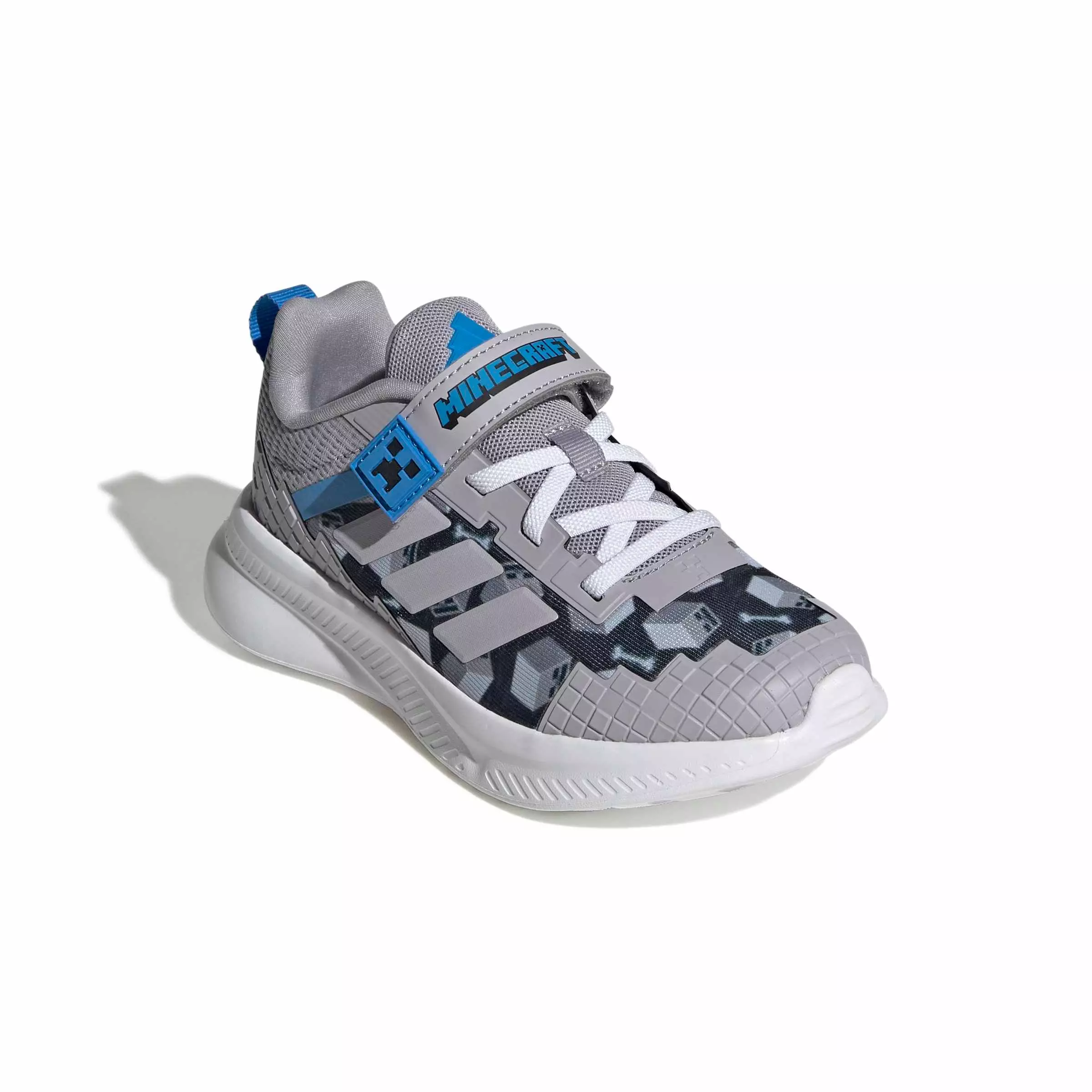 adidas Minecraft Fortarun 4.0 "Glory Grey/Glory Grey/Lucid Ray Blue" Preschool Boys' Shoe - GREY/GREY/BLUE