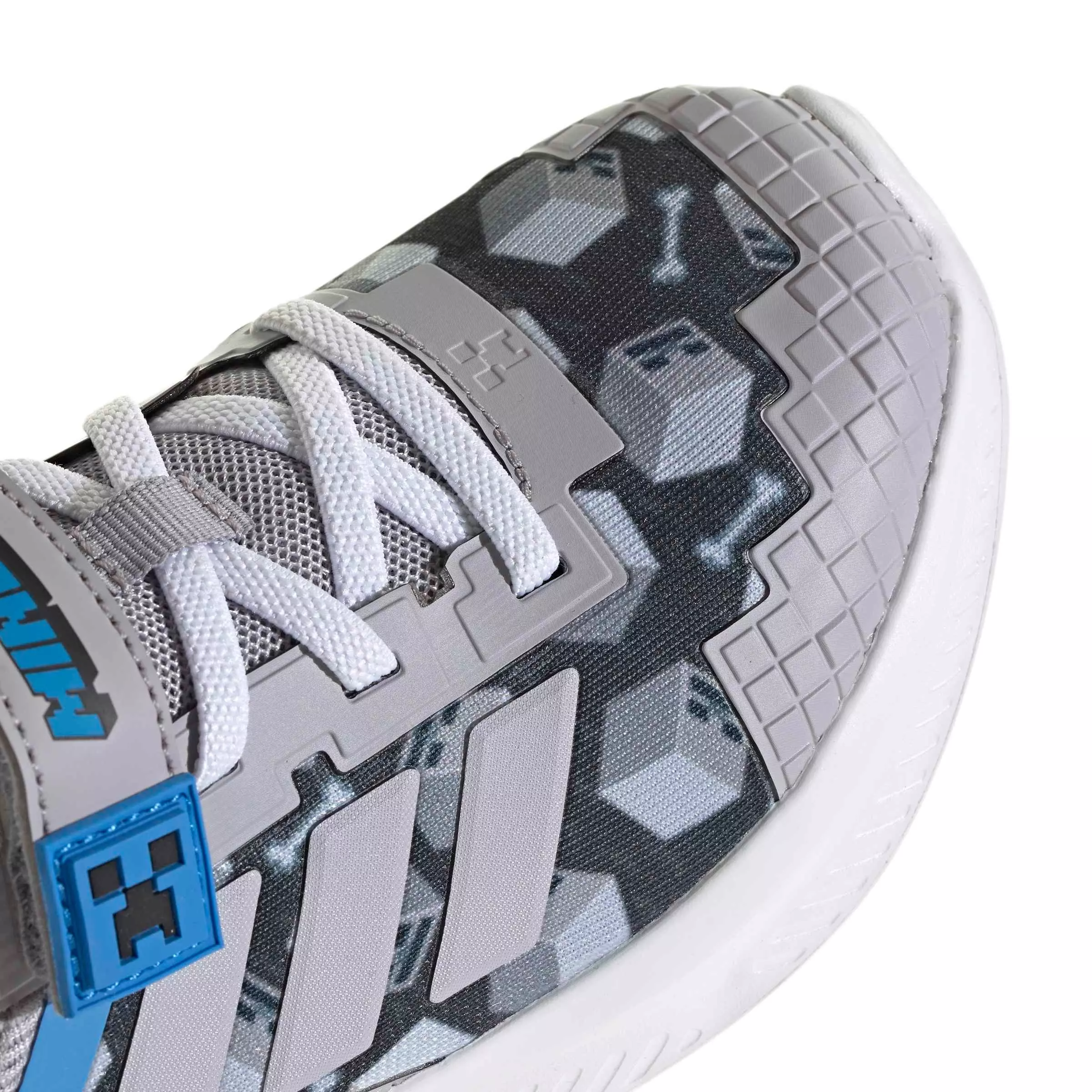 adidas Minecraft Fortarun 4.0 "Glory Grey/Glory Grey/Lucid Ray Blue" Preschool Boys' Shoe - GREY/GREY/BLUE