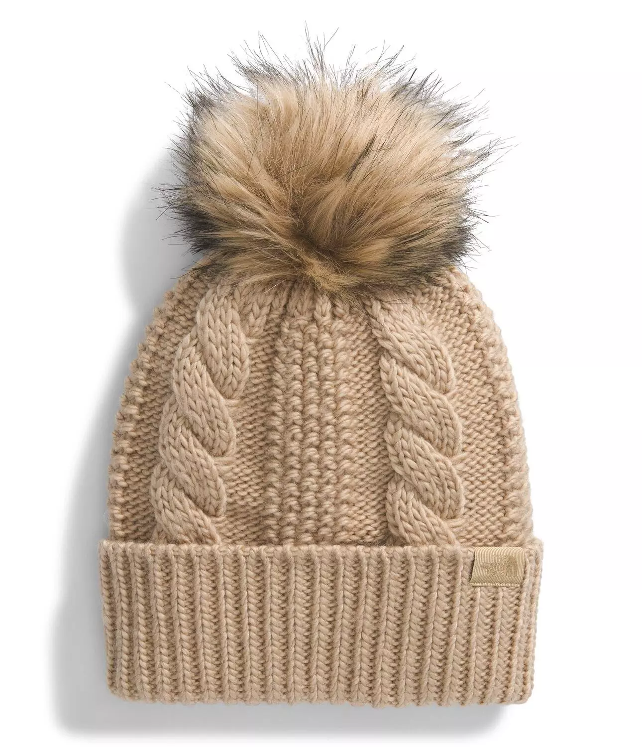 The North Face Oh Mega Fur Pom Beanie-Khaki - KHAKI