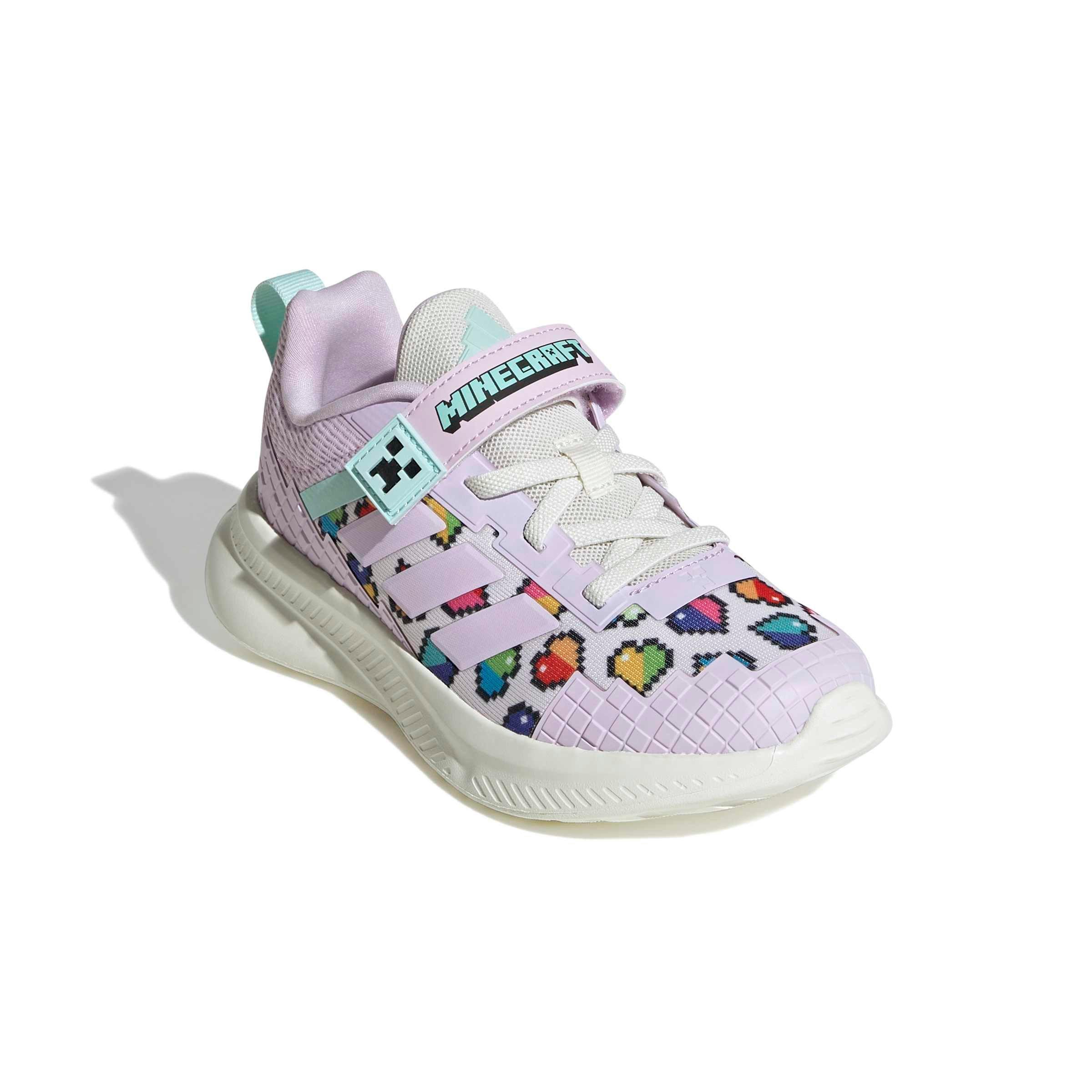 adidas Minecraft Fortarun 4.0 "Ice Lavender/Ice Lavender/Semi Flash Aqua" Preschool Girls' Shoe - LAVENDER/LAVENDER/AQUA Thumbnail View 3