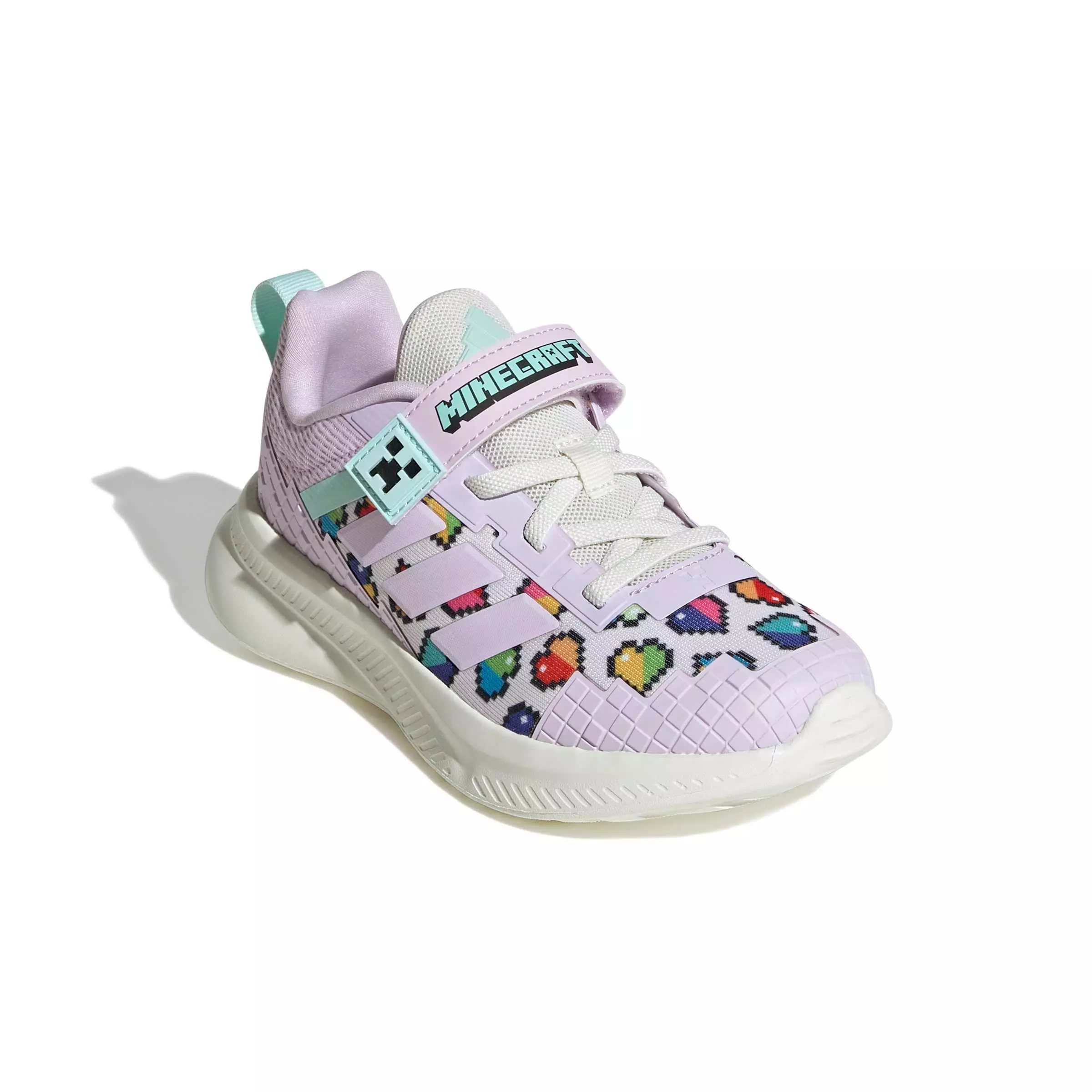 adidas Minecraft Fortarun 4.0 "Ice Lavender/Ice Lavender/Semi Flash Aqua" Preschool Girls' Shoe - LAVENDER/LAVENDER/AQUA