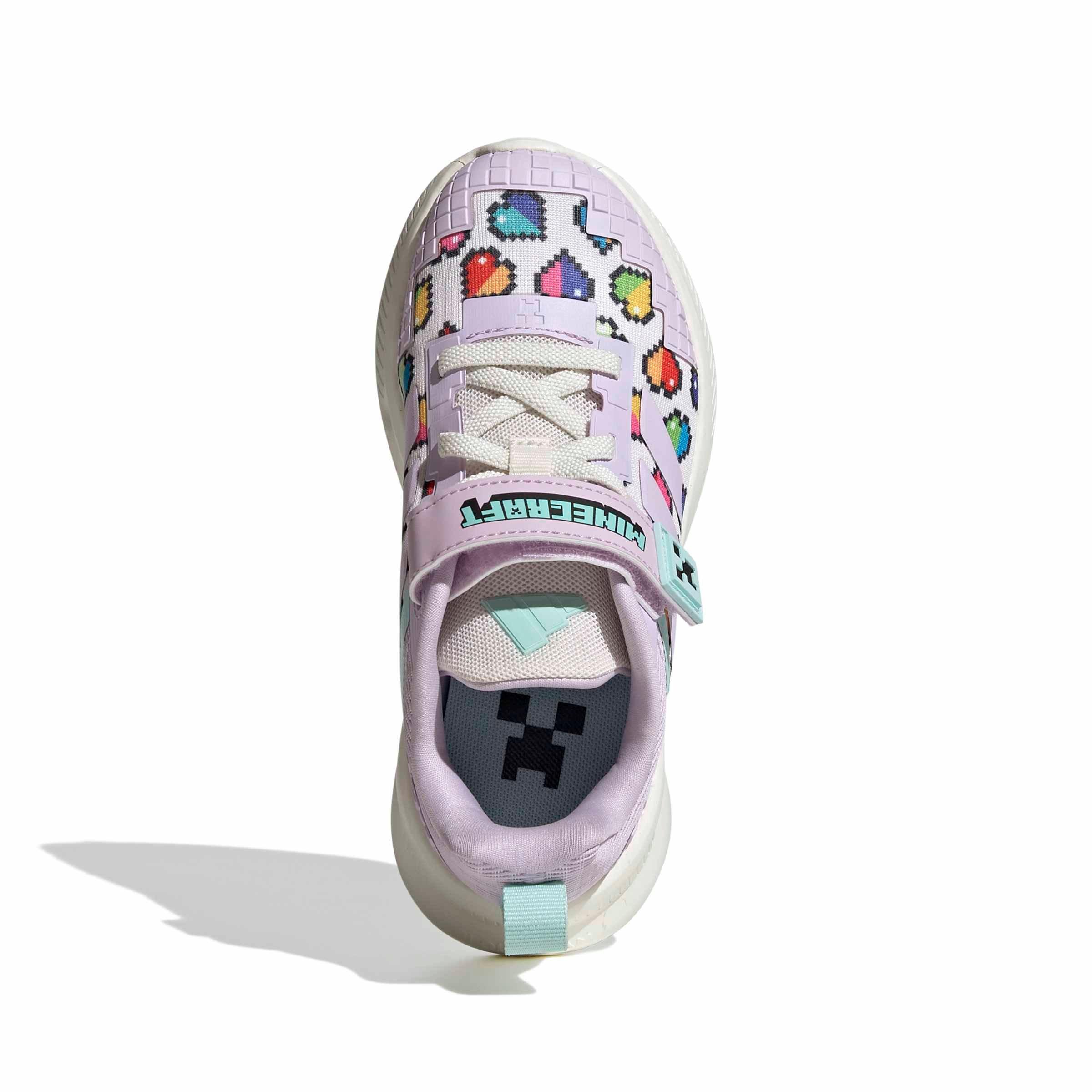 adidas Minecraft Fortarun 4.0 "Ice Lavender/Ice Lavender/Semi Flash Aqua" Preschool Girls' Shoe - LAVENDER/LAVENDER/AQUA Thumbnail View 5