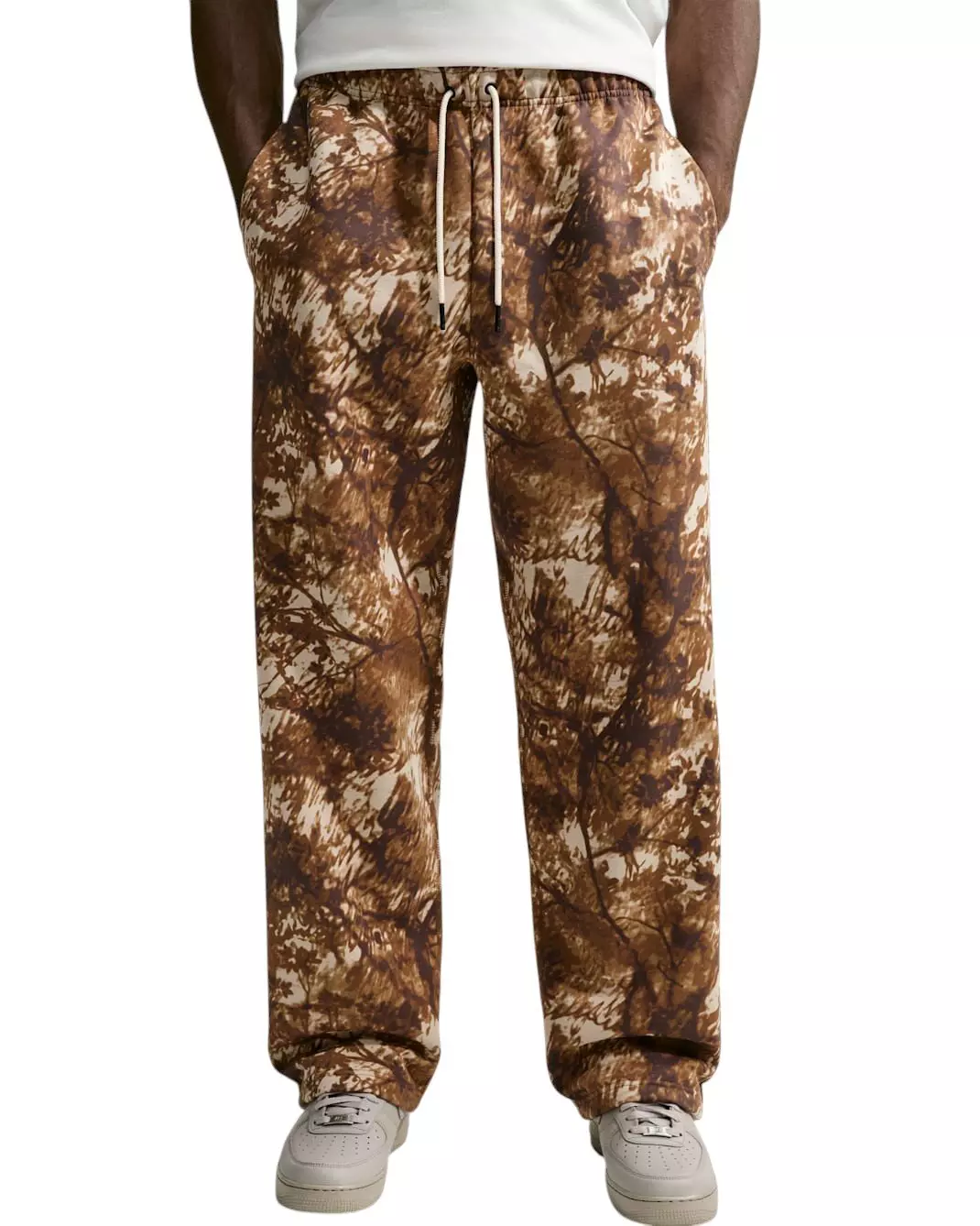 Nike Men's Standard Issue Brushed Open Hem Camo Basketball Pants - Desert Khaki - DESERT KHAKI
