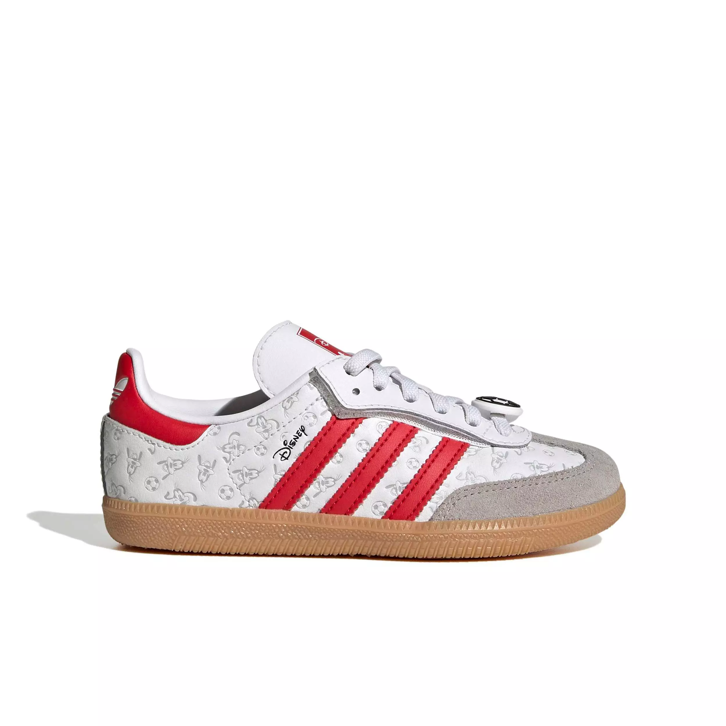 adidas Originals Disney Samba OG CCEL "Ftwr White/Better Scarlet/Gum 3" Preschool Boys' Shoe - WHITE/SCARLET/GUM