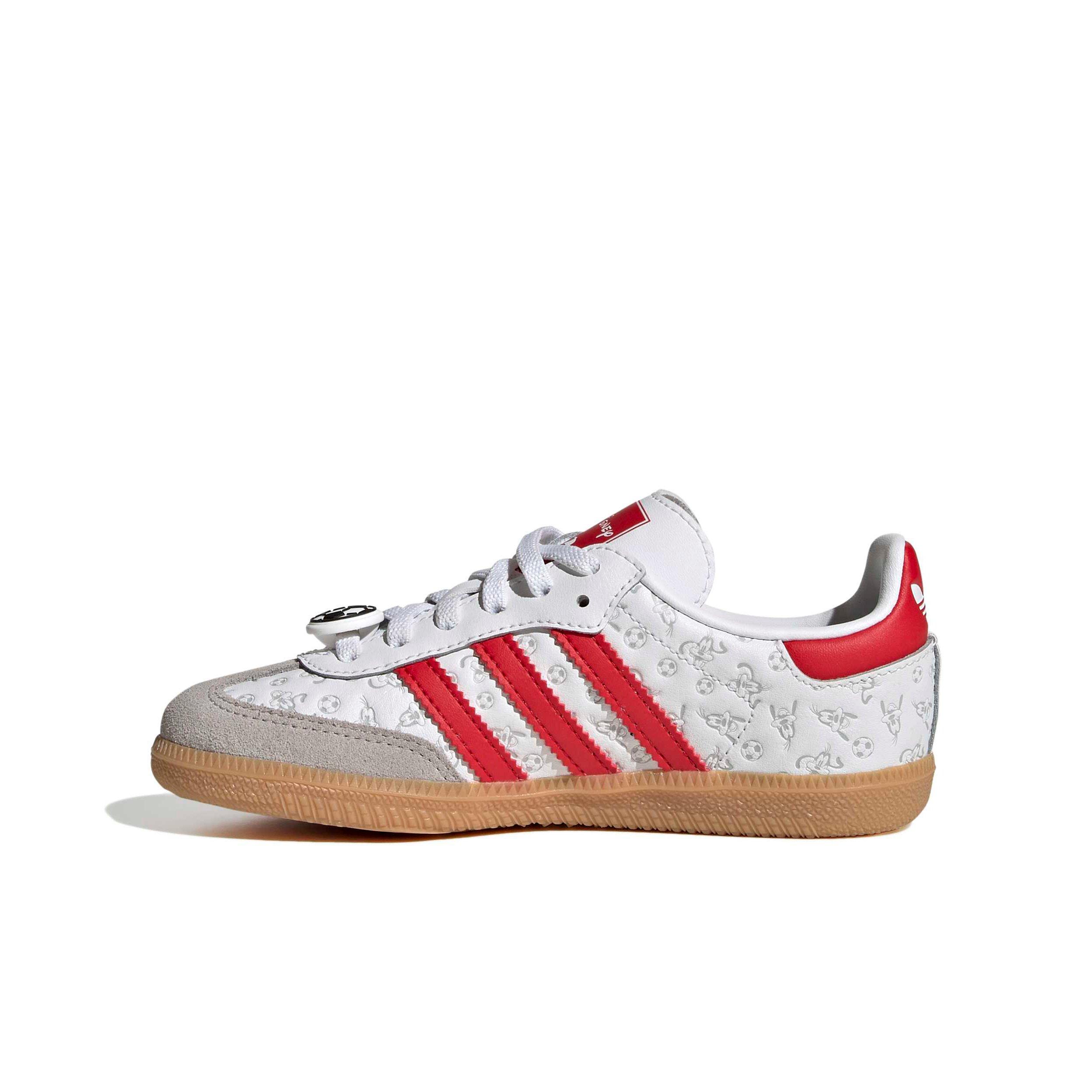 adidas Originals Disney Samba OG CCEL "Ftwr White/Better Scarlet/Gum 3" Preschool Boys' Shoe - WHITE/SCARLET/GUM Thumbnail View 2