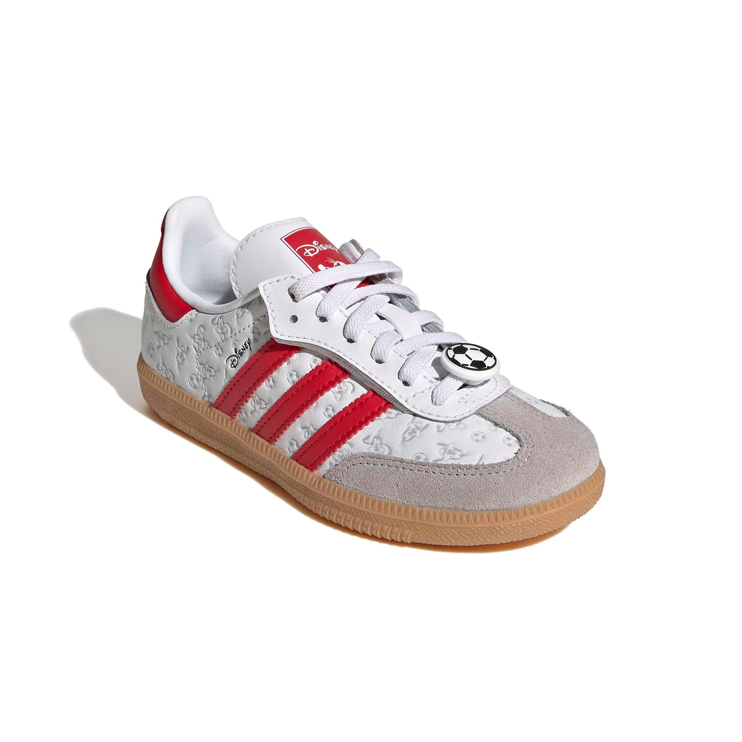 adidas Originals Disney Samba OG CCEL "Ftwr White/Better Scarlet/Gum 3" Preschool Boys' Shoe - WHITE/SCARLET/GUM Thumbnail View 3
