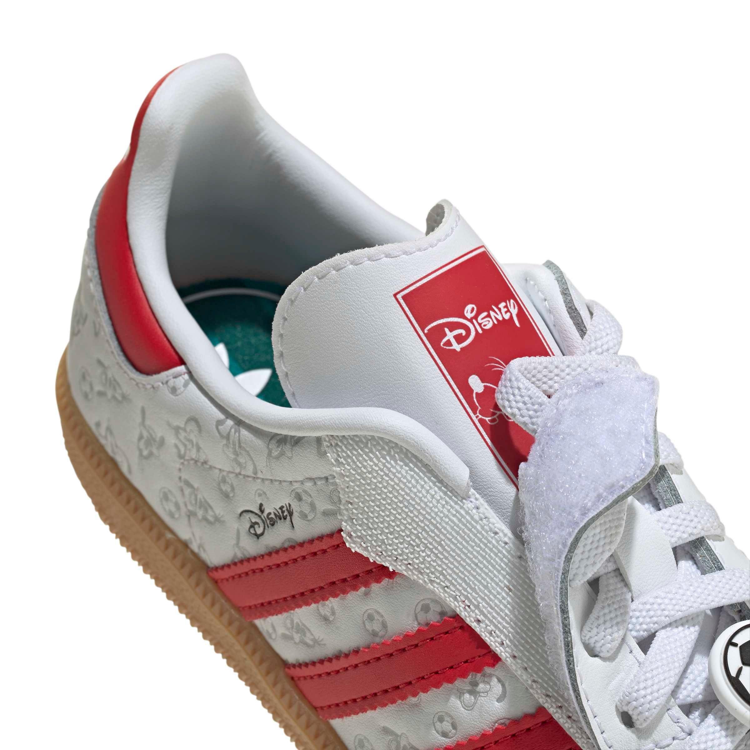 adidas Originals Disney Samba OG CCEL "Ftwr White/Better Scarlet/Gum 3" Preschool Boys' Shoe - WHITE/SCARLET/GUM Thumbnail View 8