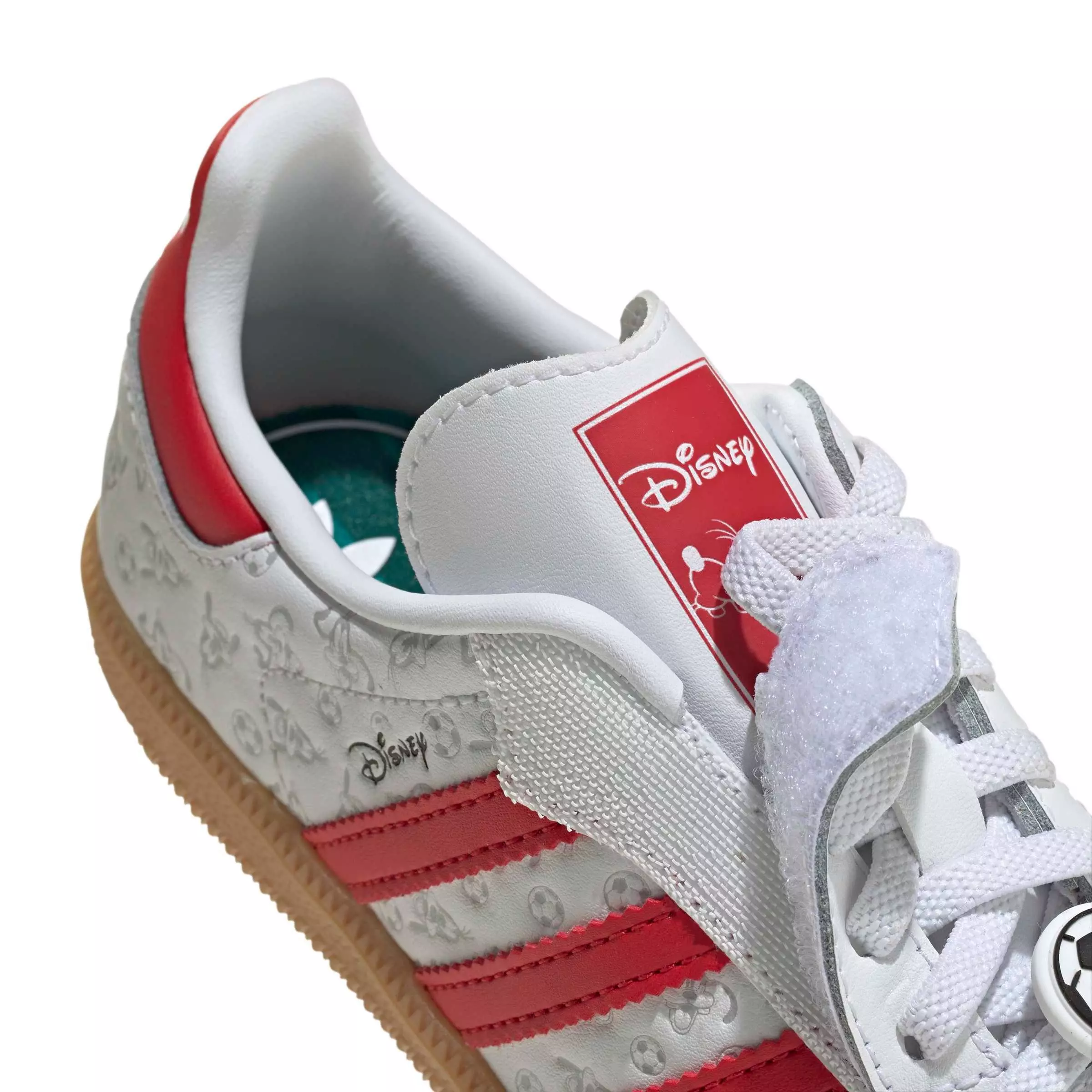 adidas Originals Disney Samba OG CCEL "Ftwr White/Better Scarlet/Gum 3" Preschool Boys' Shoe - WHITE/SCARLET/GUM