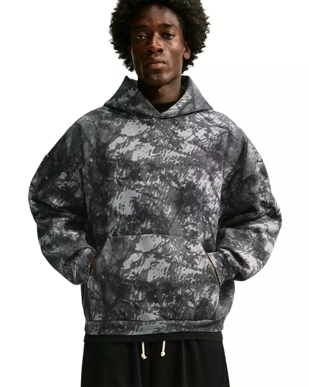 Nike Men's Standard Issue Therma-FIT Brushed Camo Pullover Basketball Hoodie - Iron Grey - IRON GREY