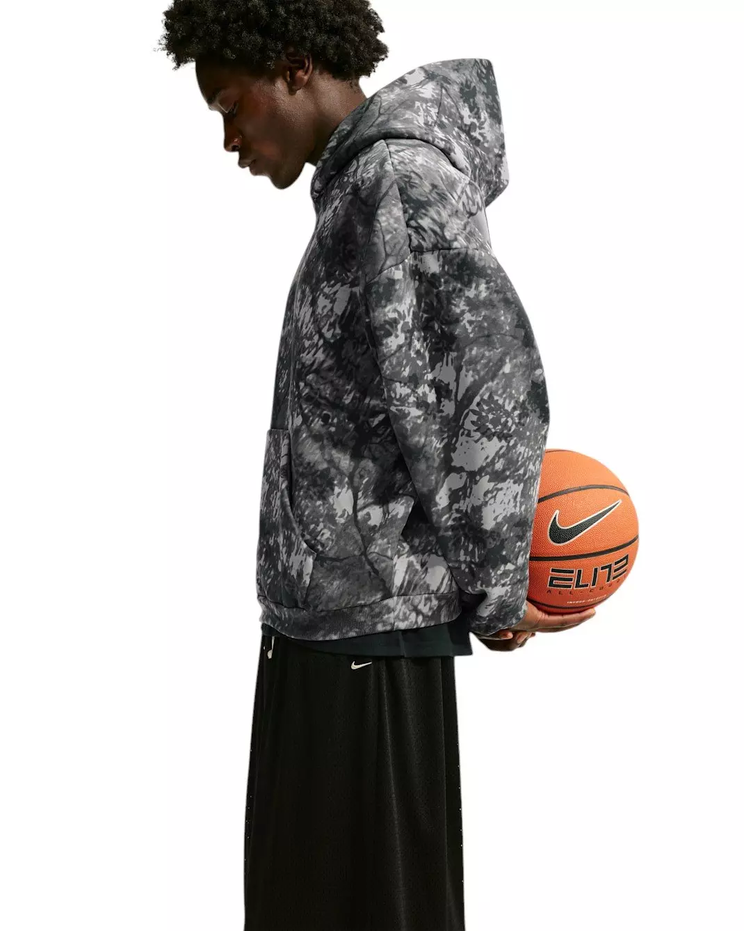 Nike Men's Standard Issue Therma-FIT Brushed Camo Pullover Basketball Hoodie - Iron Grey - IRON GREY
