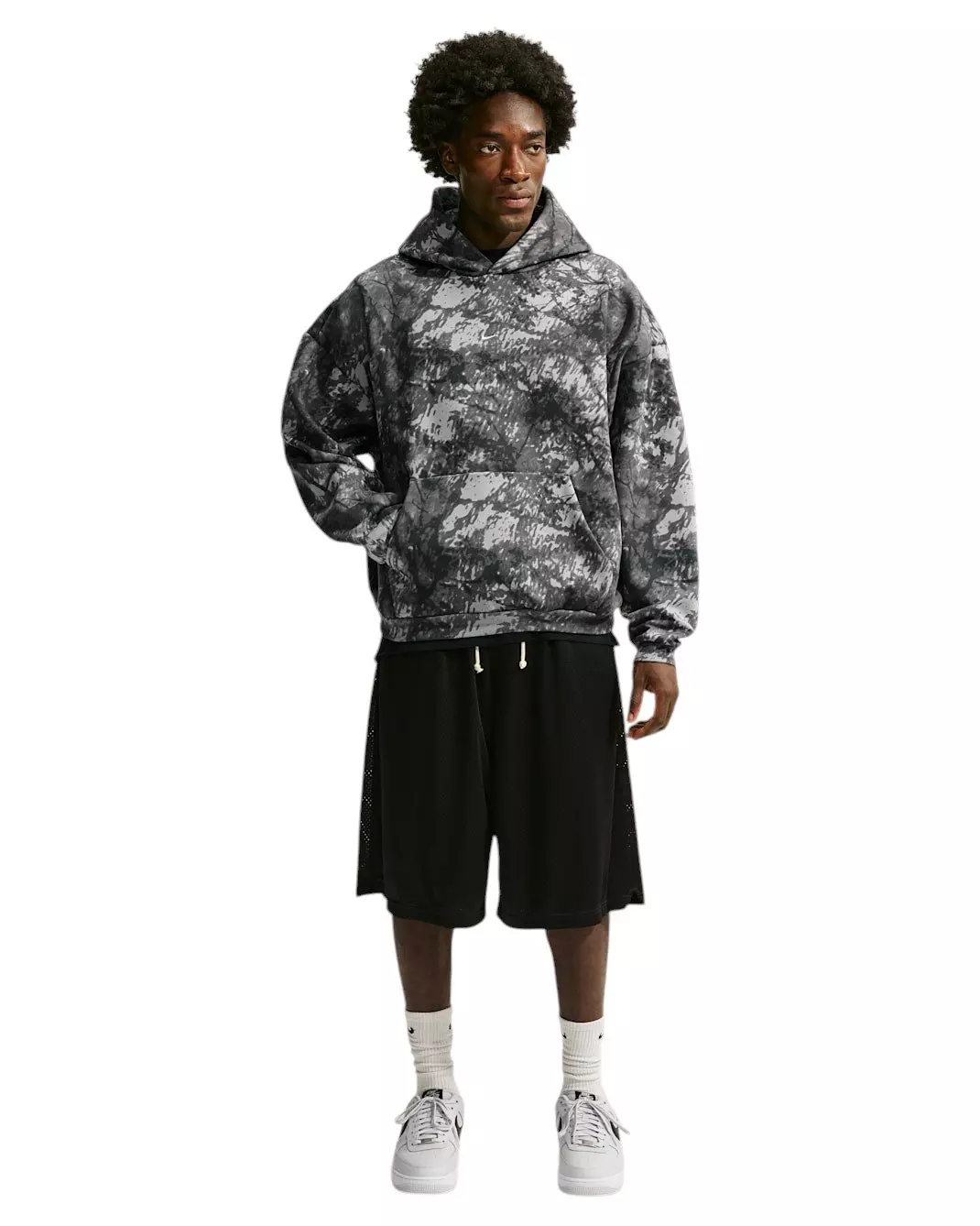 Nike Men's Standard Issue Therma-FIT Brushed Camo Pullover Basketball Hoodie - Iron Grey - IRON GREY