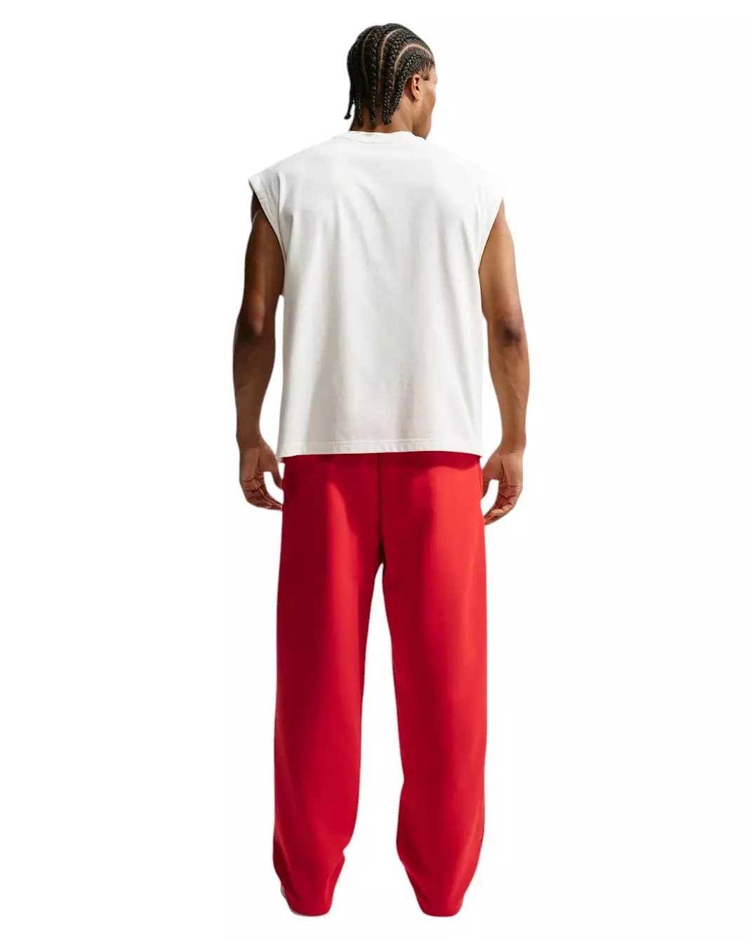 Nike Men's Standard Issue Therma-FIT Brushed Open-Hem Basketball Pants - Red - RED