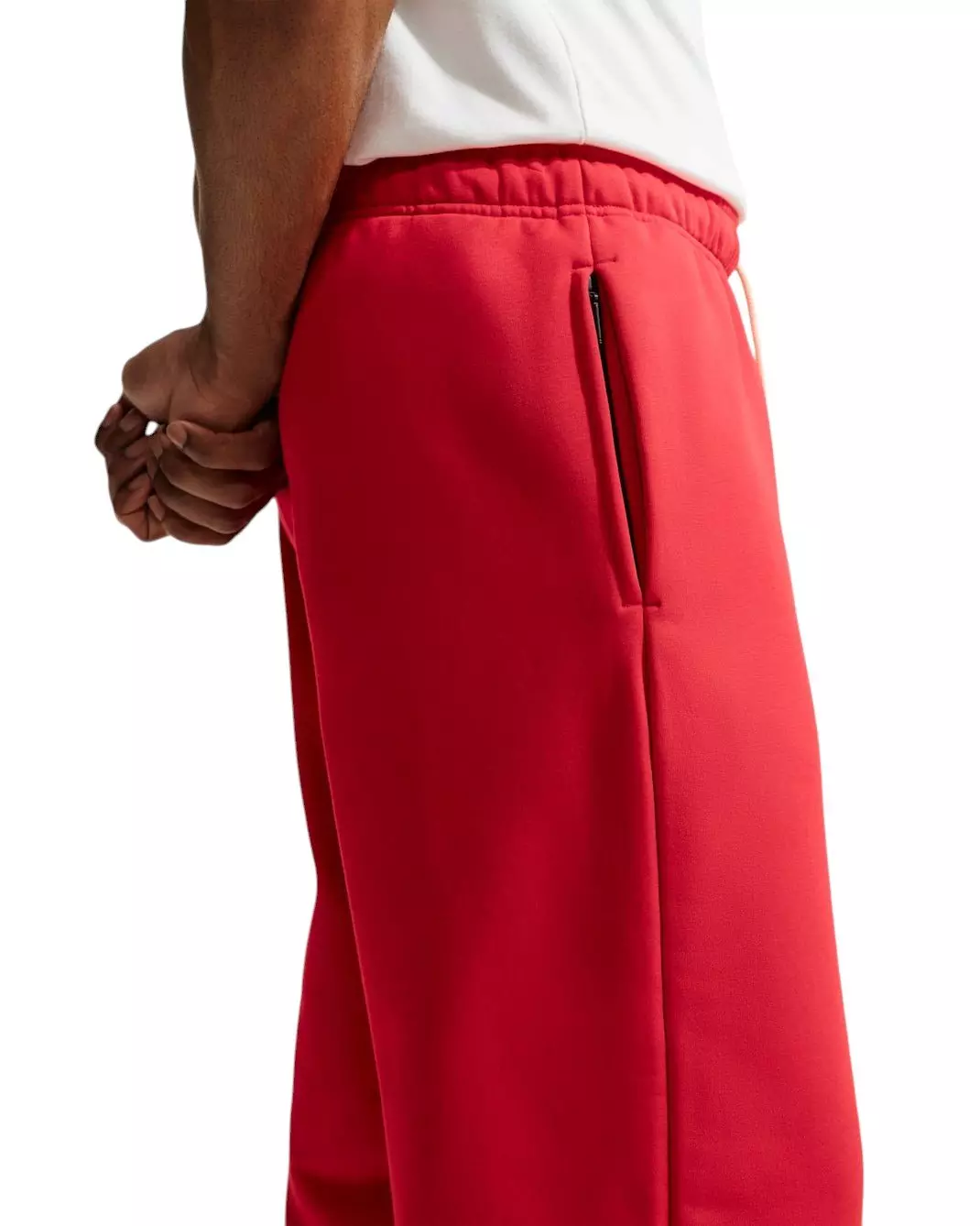 Nike Men's Standard Issue Therma-FIT Brushed Open-Hem Basketball Pants - Red - RED