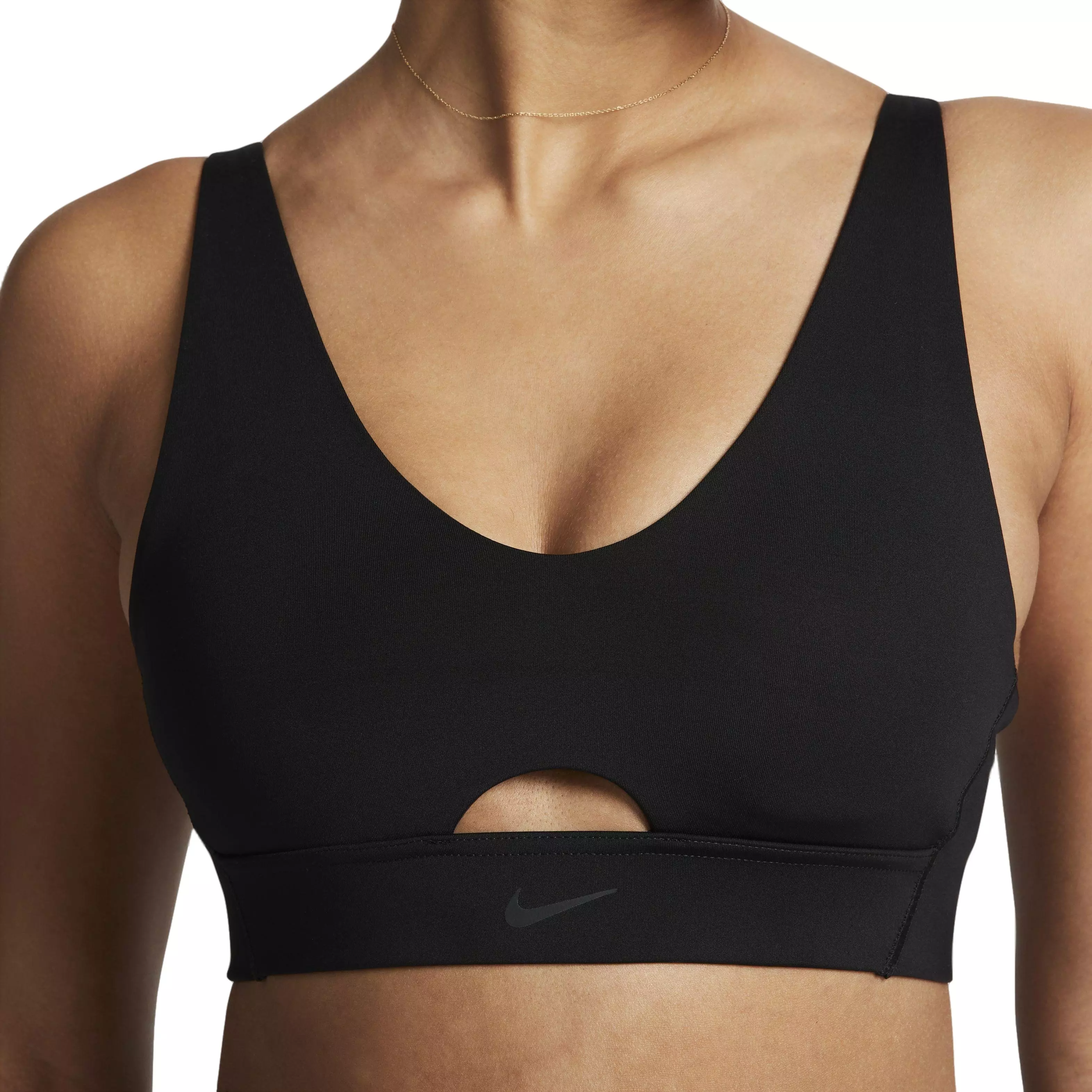 Nike Women's Dri-FIT Indy Padded Plunge Cutout Sports Bra - BLACK
