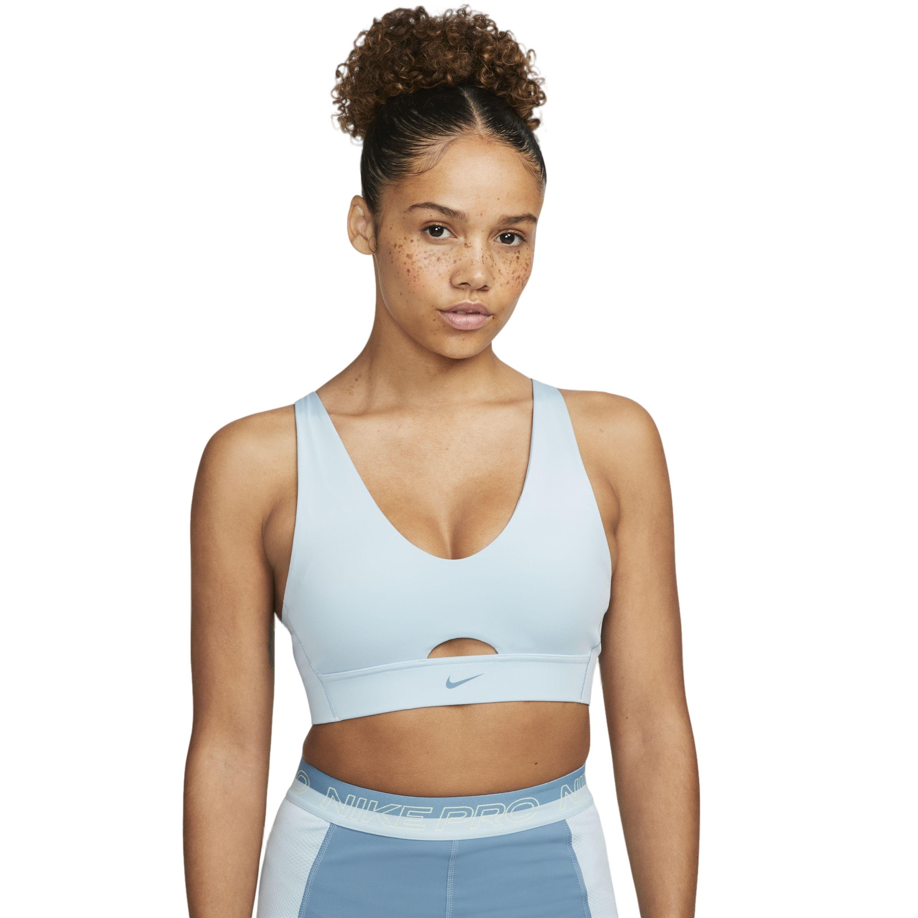 Nike Women's Dri-FIT Indy Padded Plunge Cutout Sports Bra - BLUE Thumbnail View 1