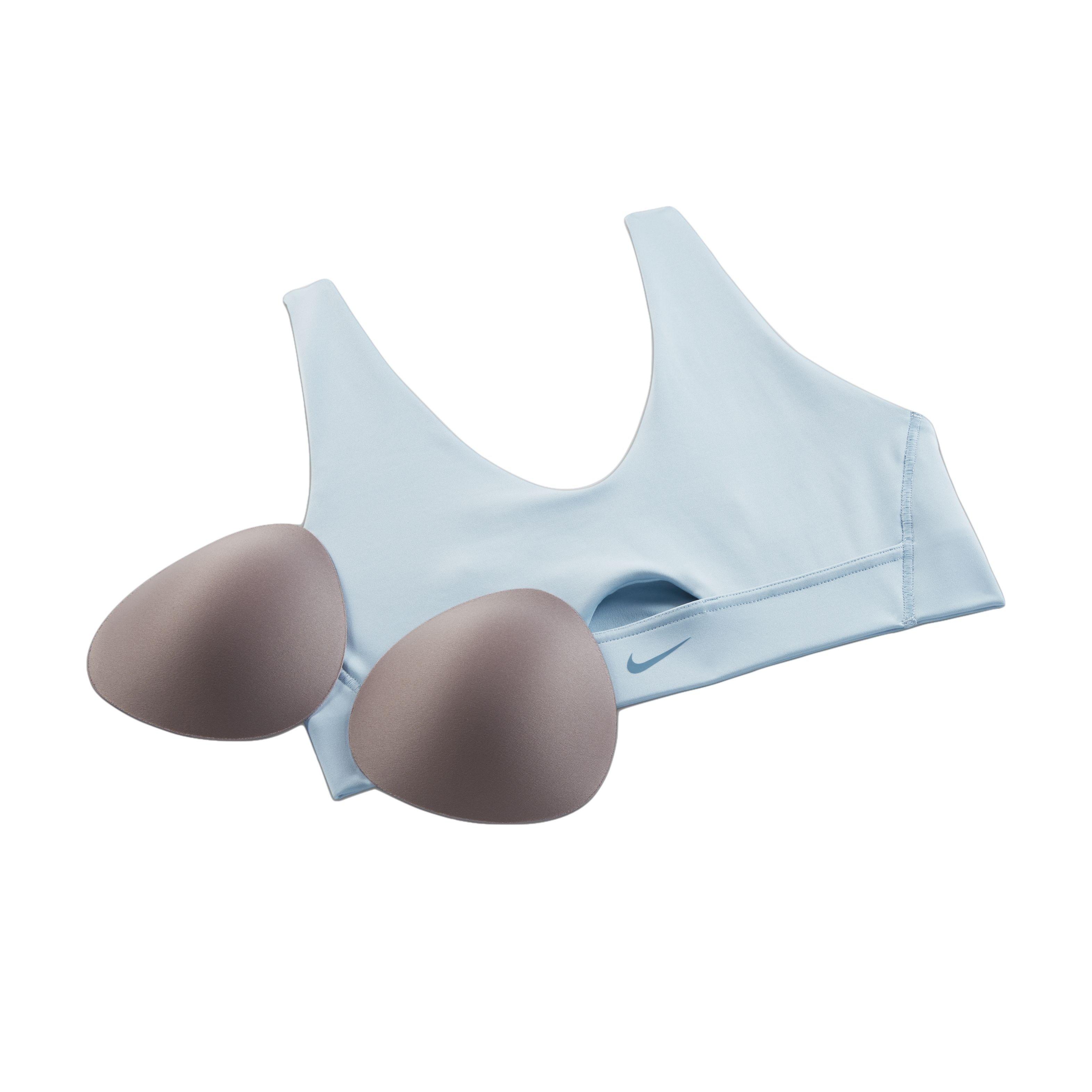 Nike Women's Dri-FIT Indy Padded Plunge Cutout Sports Bra - BLUE Thumbnail View 8